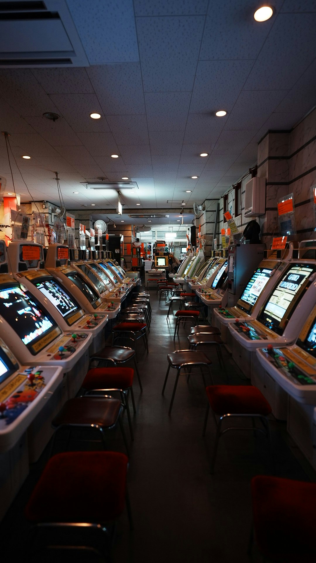 không gian casino với nhiều máy đánh bạc xếp hàng