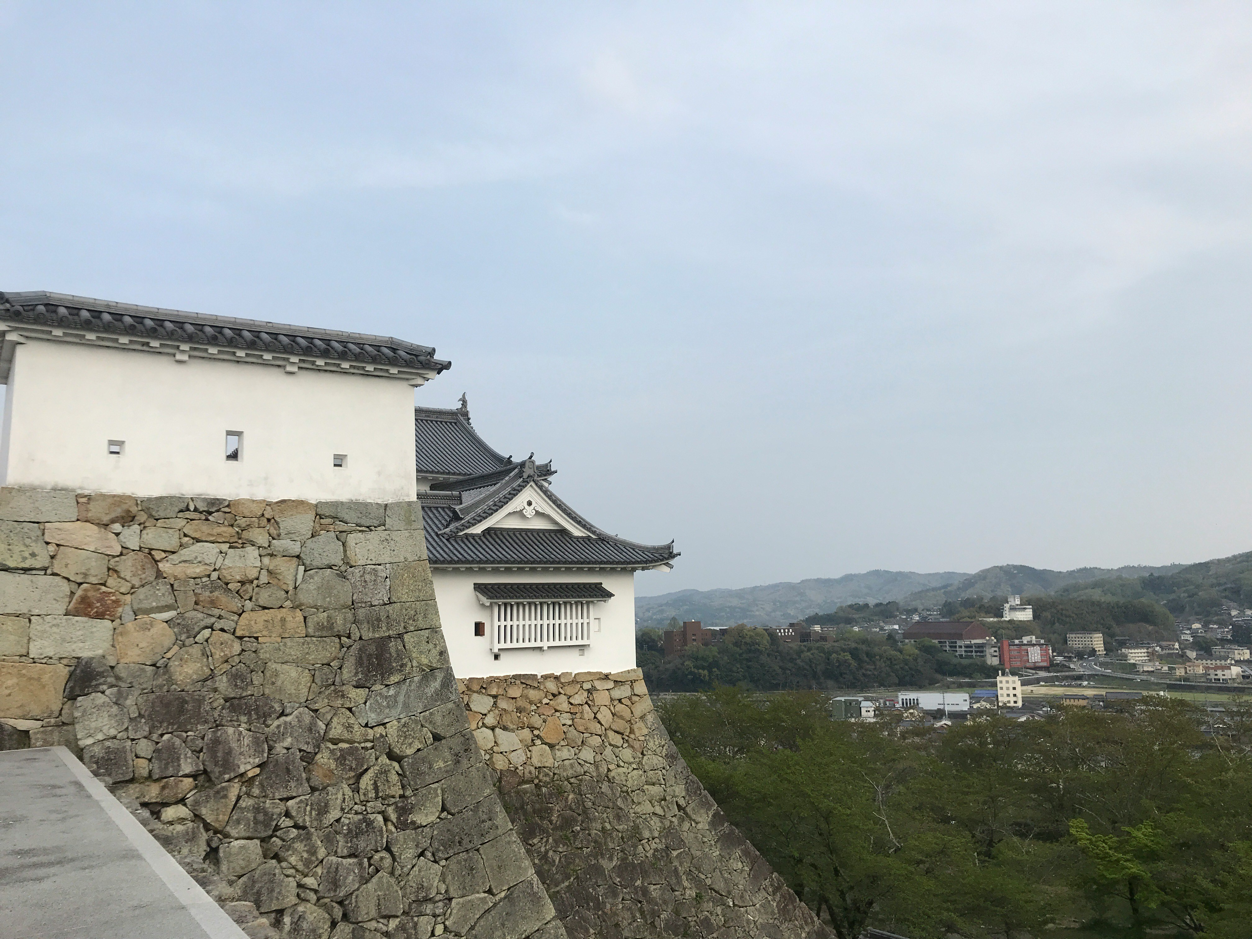 津山城的石墙与天守阁景观