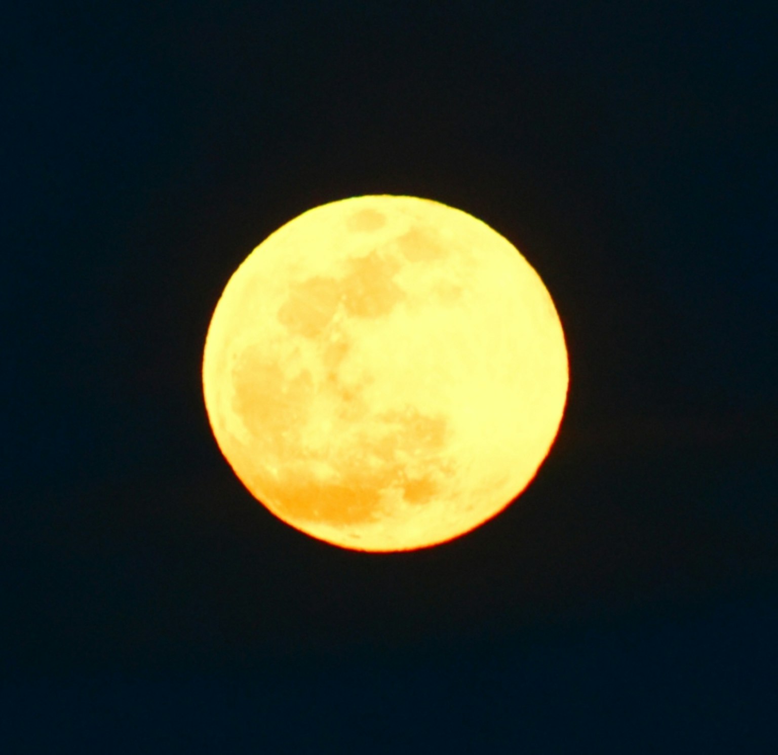 Bulan purnama kuning cerah mengapung di langit malam yang gelap