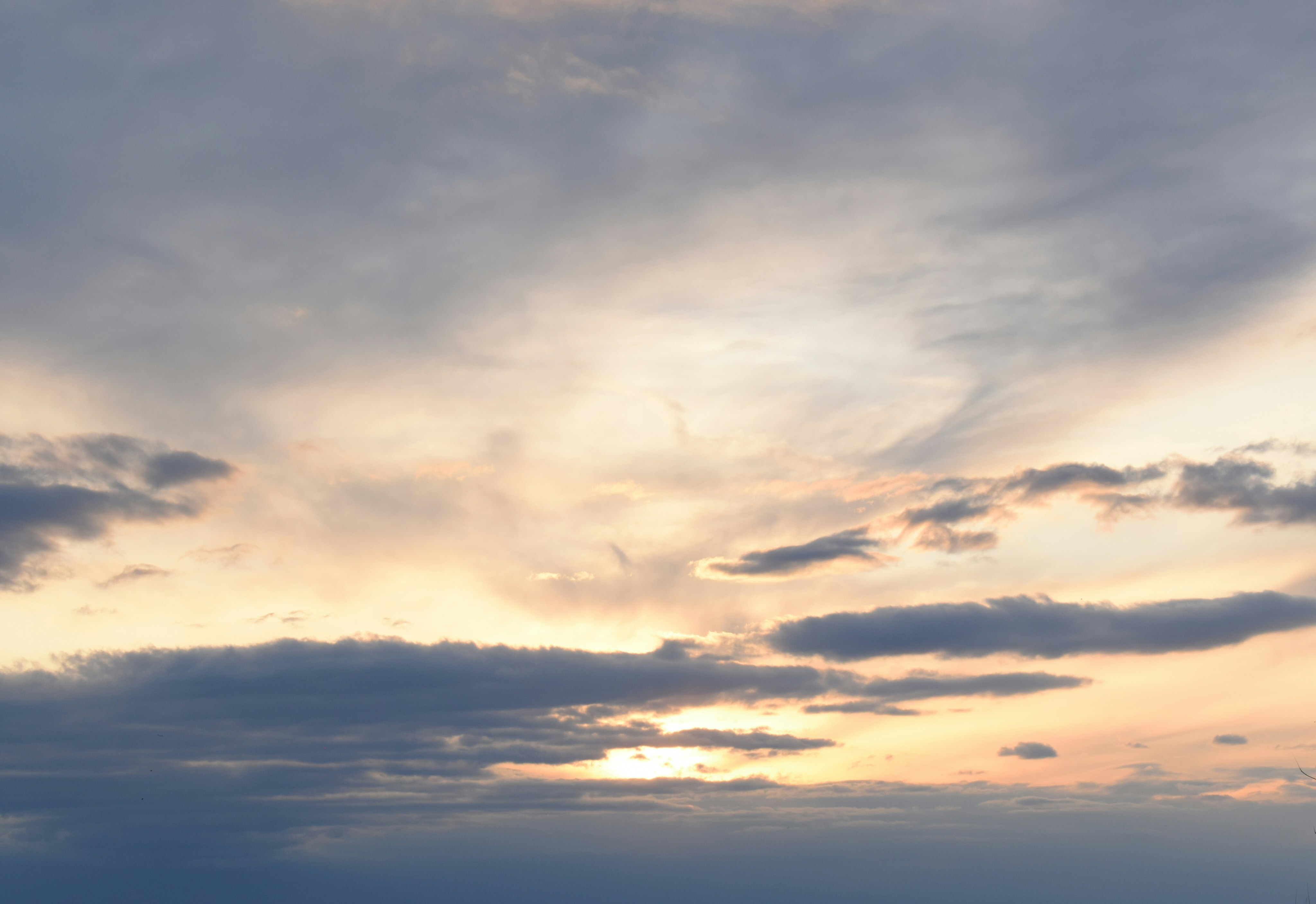 淡い夕空に広がる雲のグラデーション