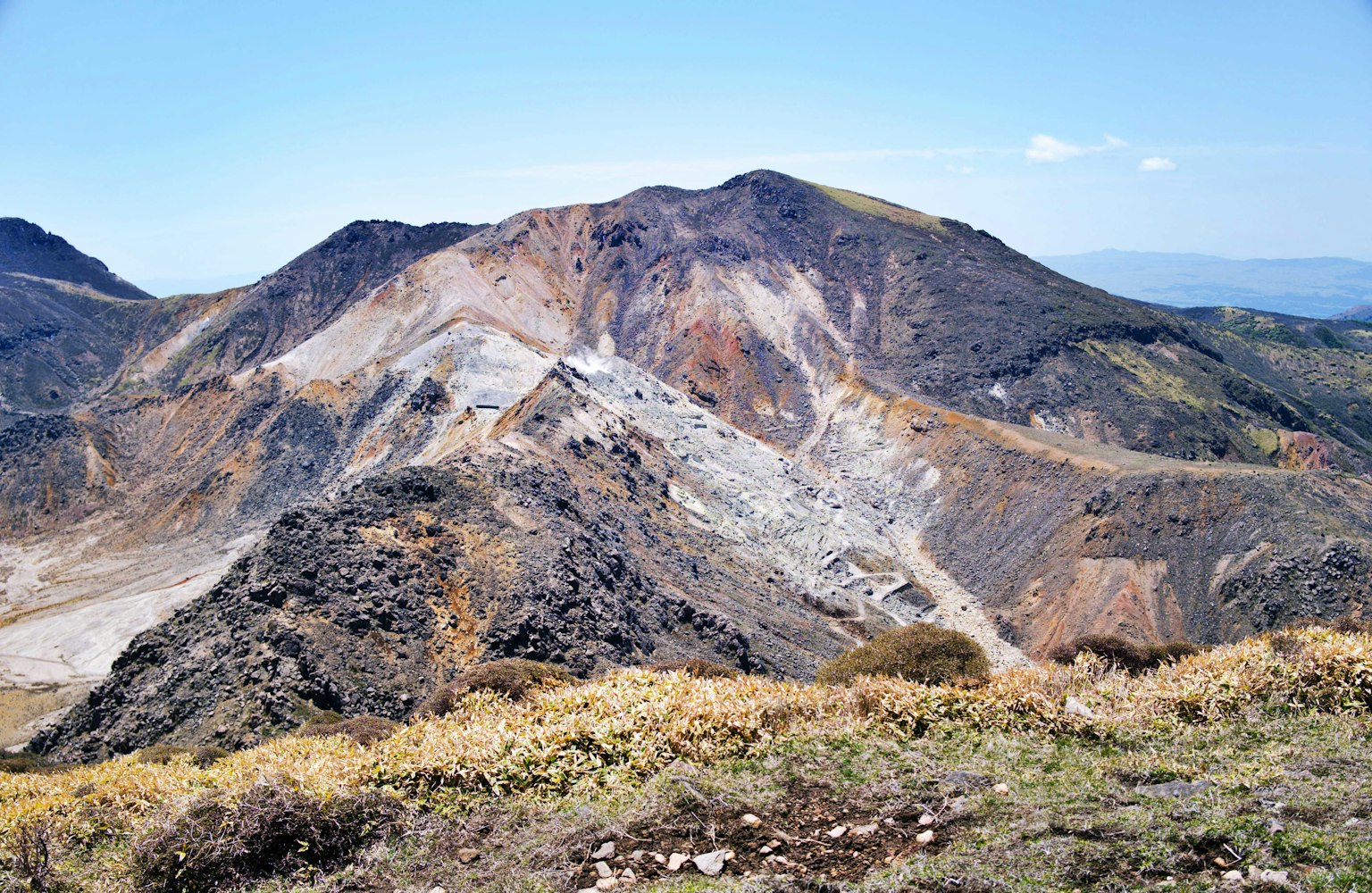 Scenic view of a colorful volcanic mountain landscape
