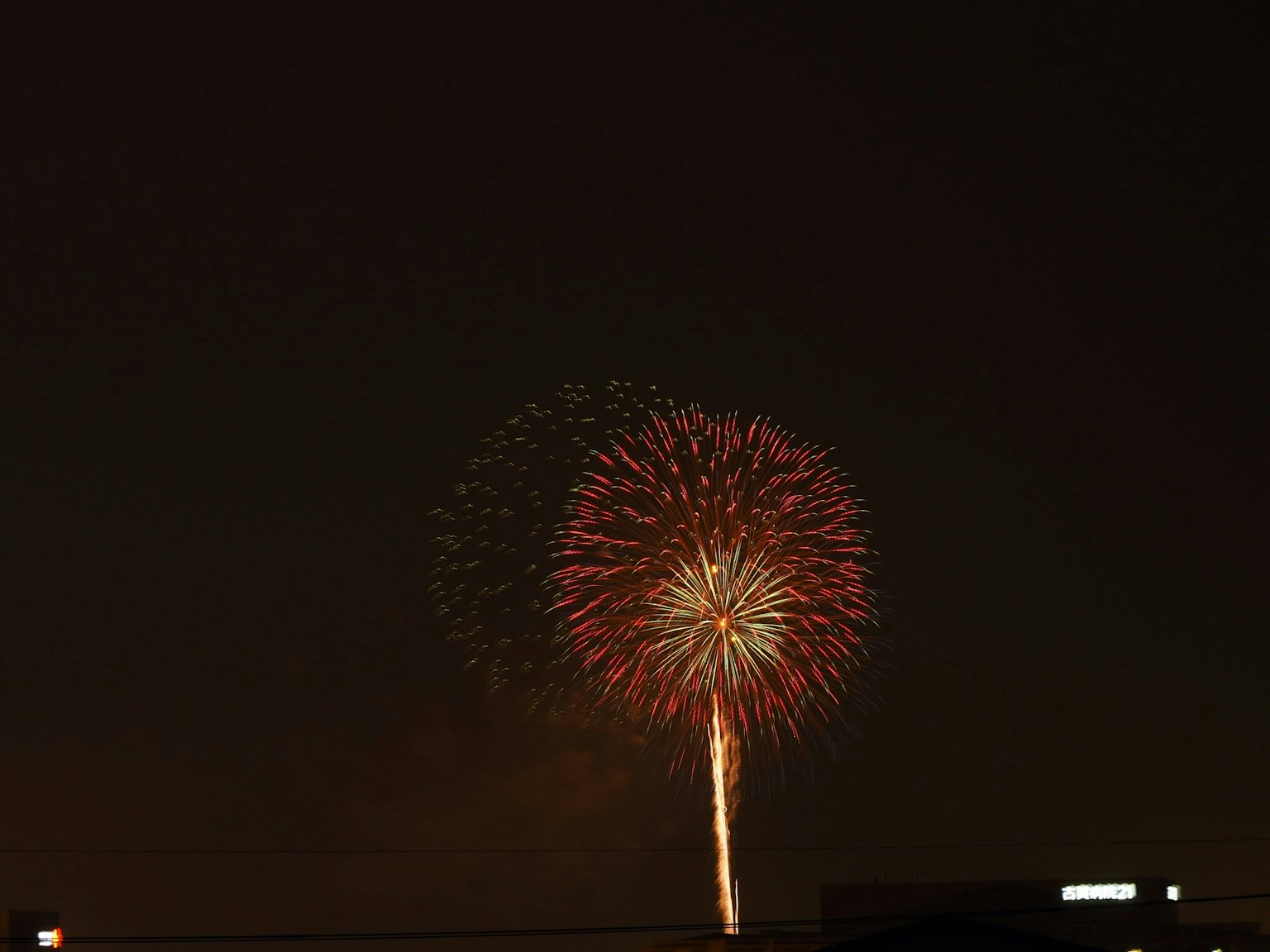 夜空中绚丽的烟花绽放