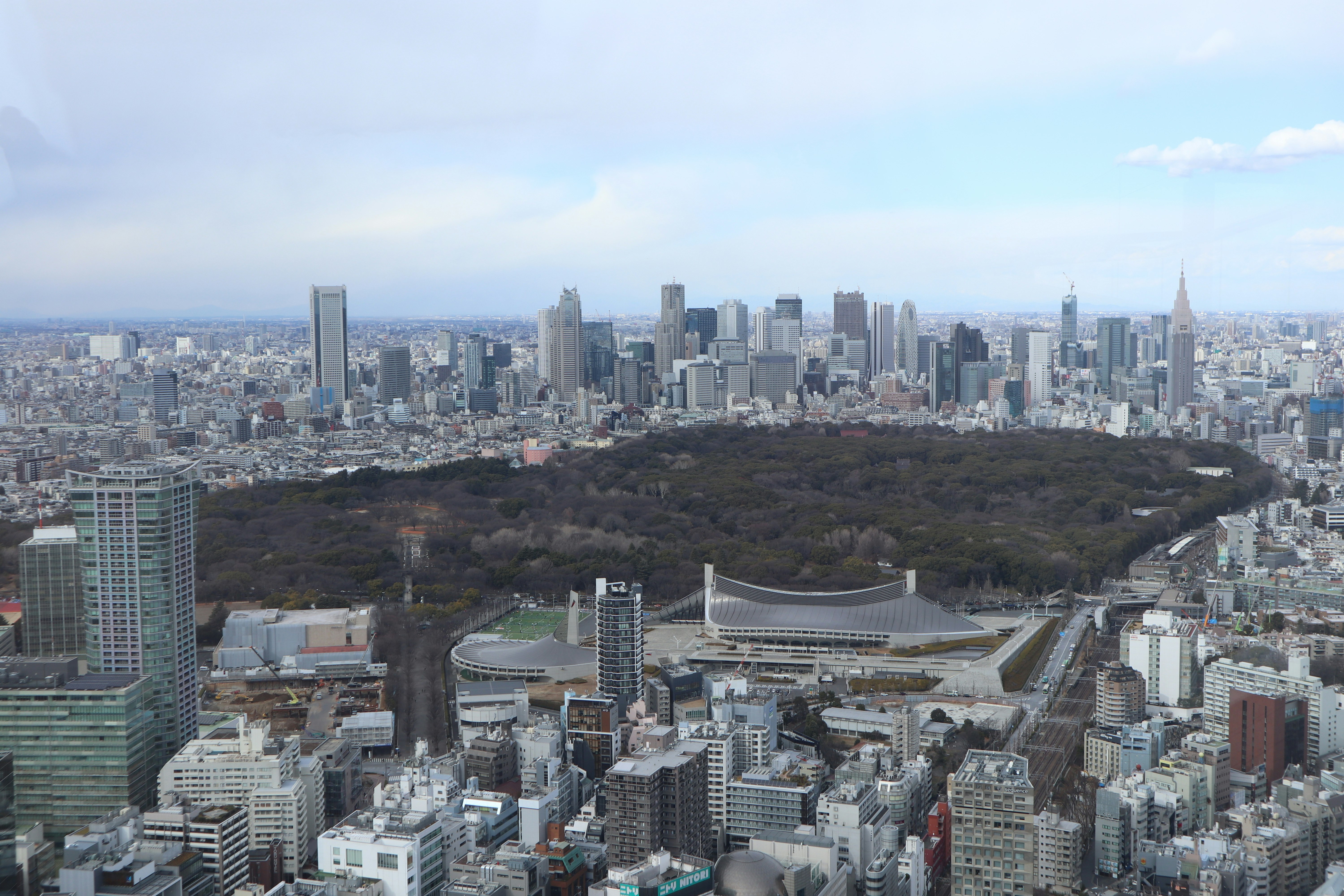 東京天際線的全景，展示綠地和城市建築