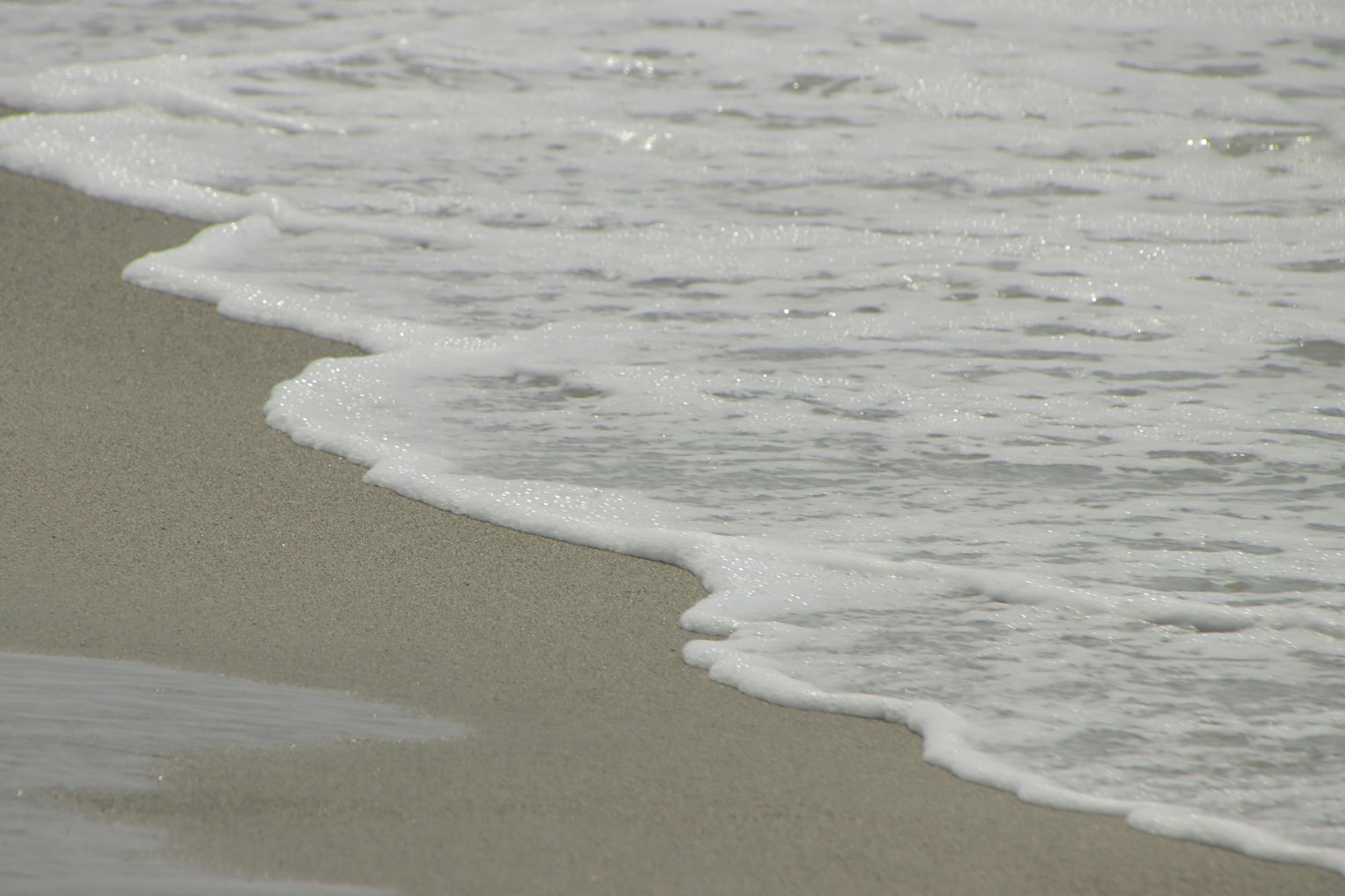 Waves gently lapping against the sandy shore