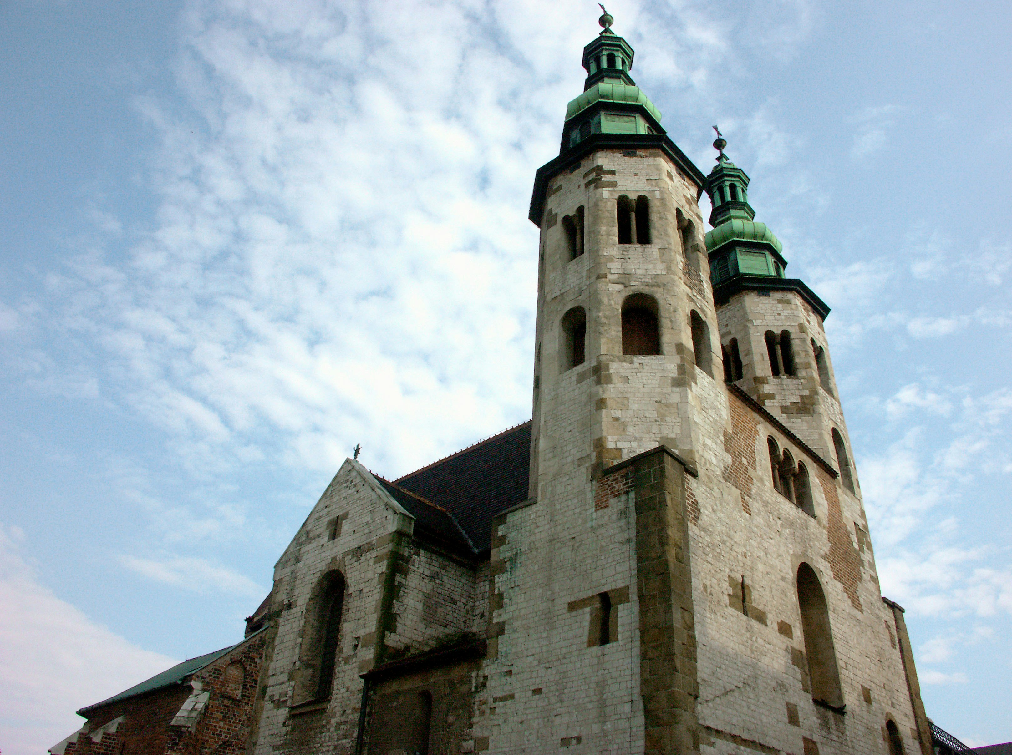 stone church tower and spires against the sky