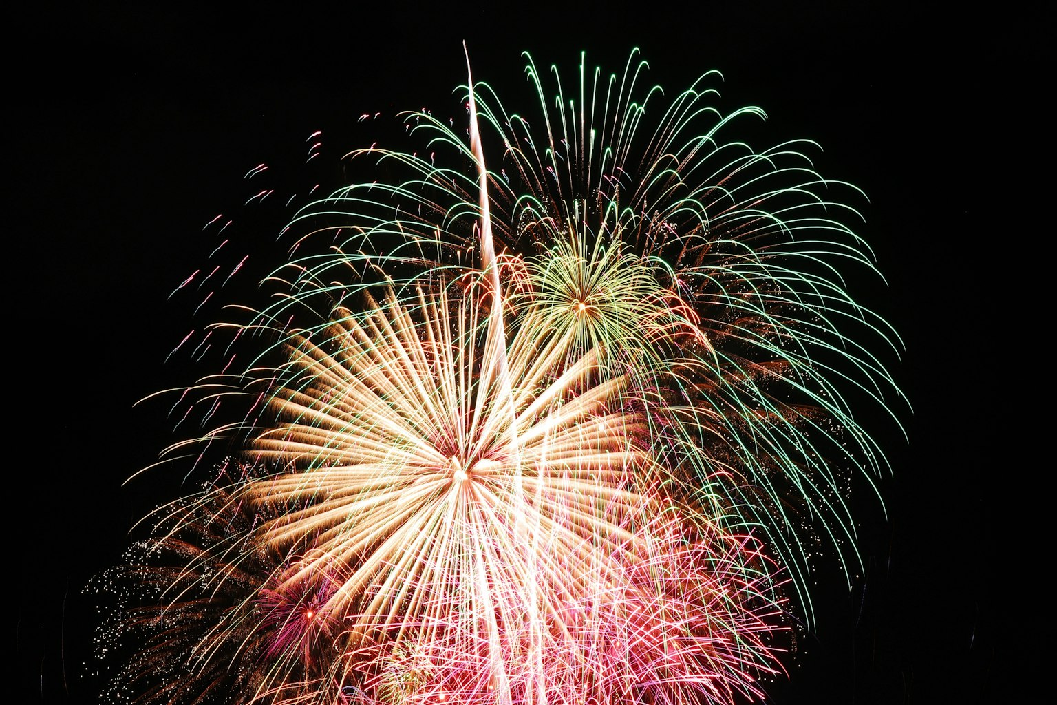 Colorful fireworks display in the night sky