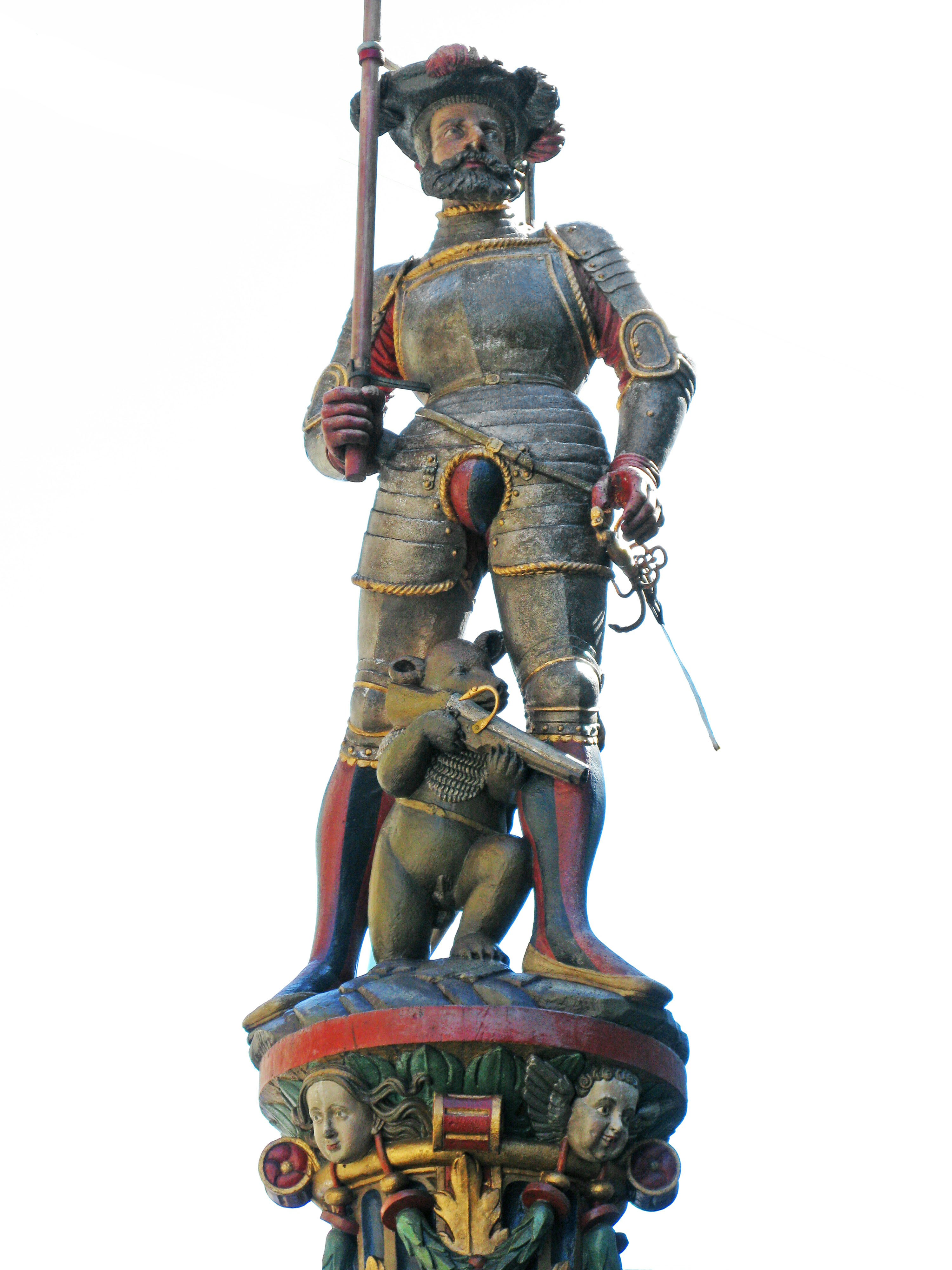 Statue de figurine style chevalier sur fond blanc