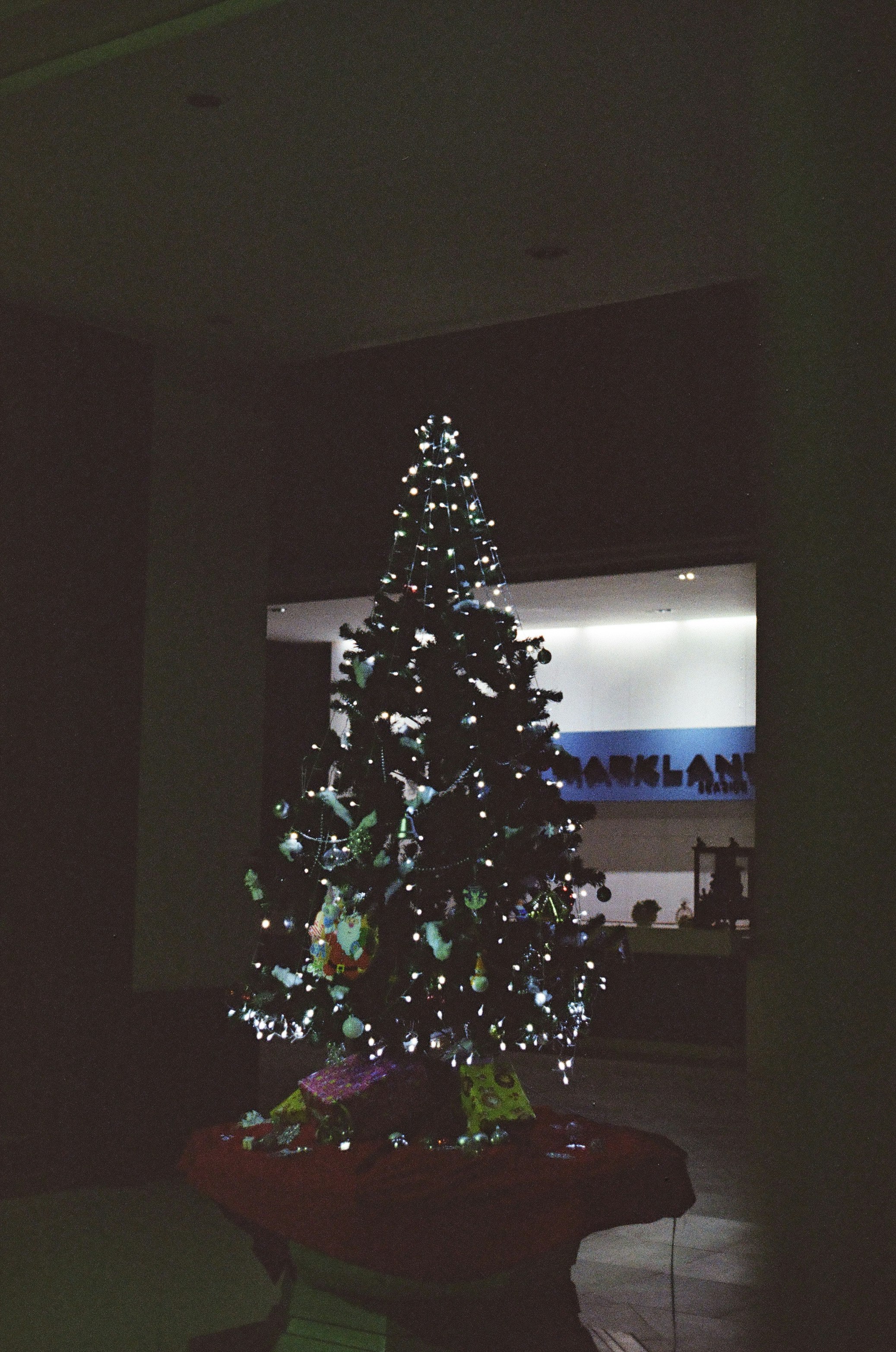 クリスマスツリーのある室内エントランス