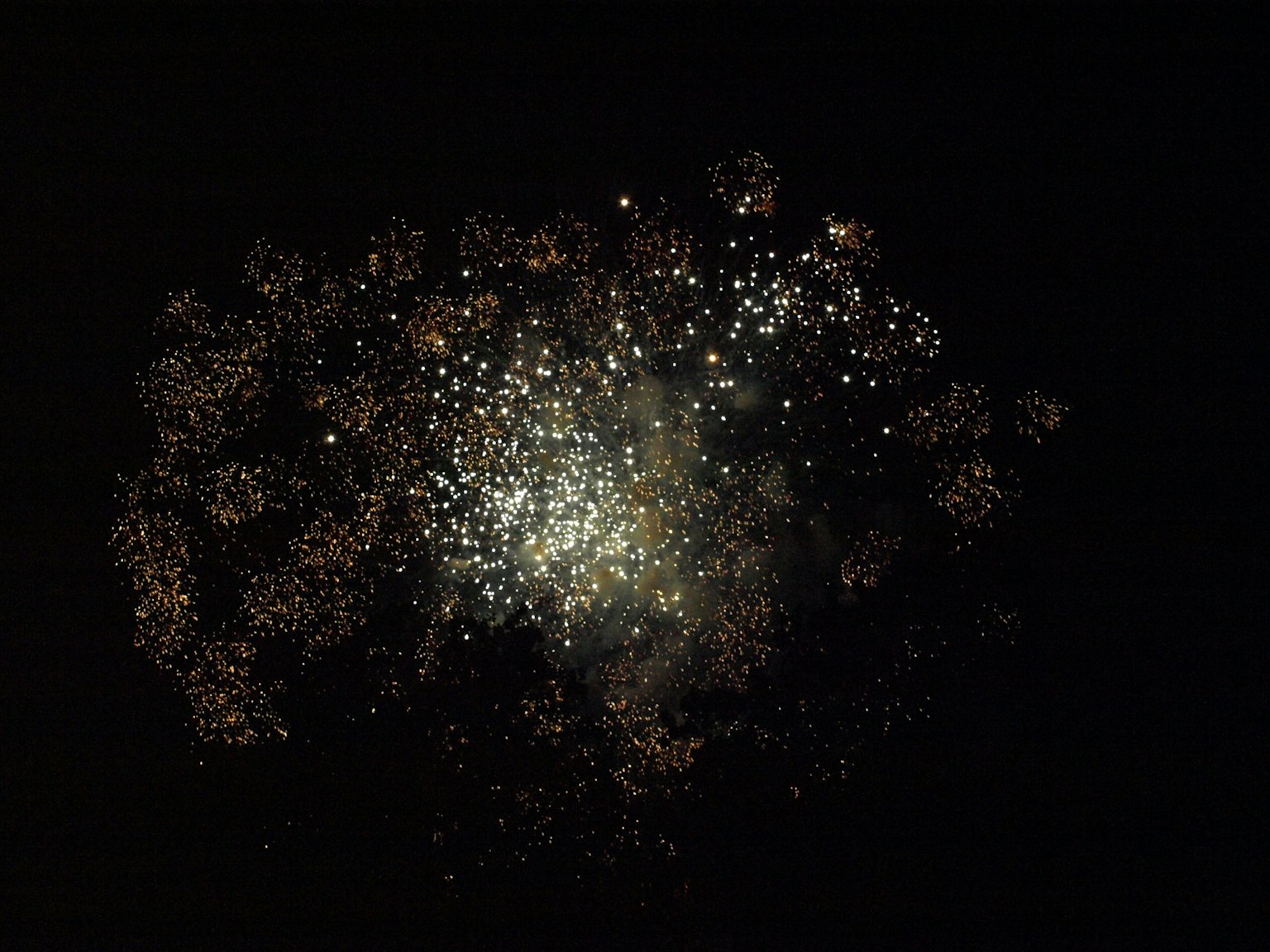 Esplosione luminosa di fuochi d'artificio su sfondo scuro