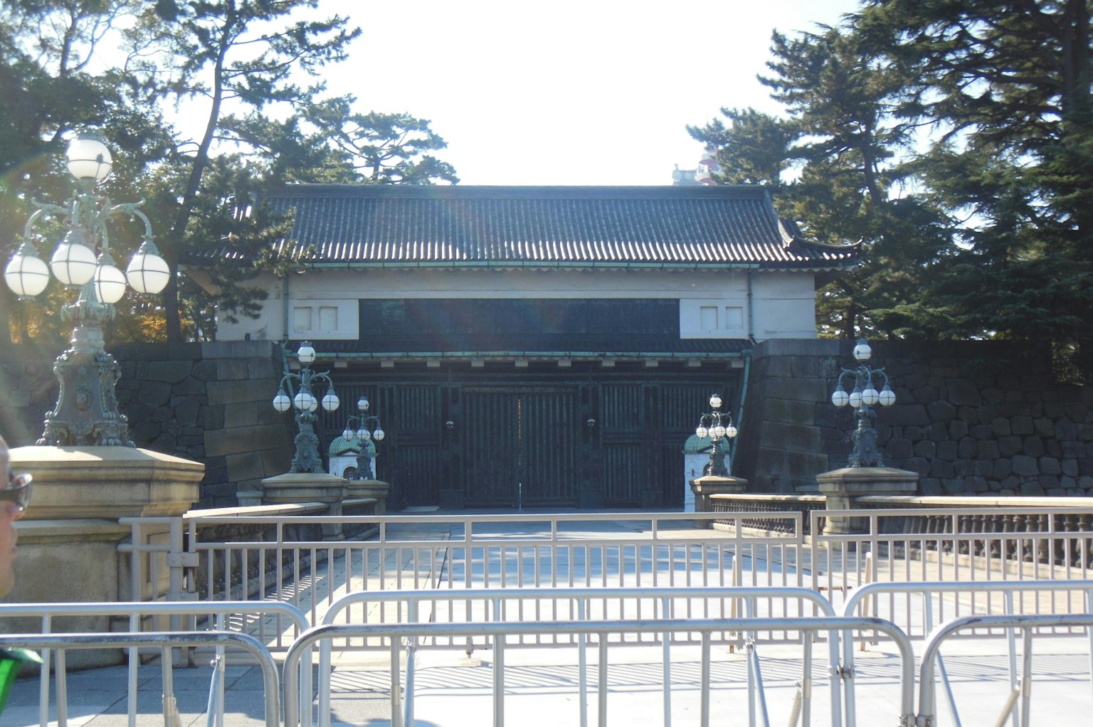 Imperial Palace black gate with surrounding lamp posts