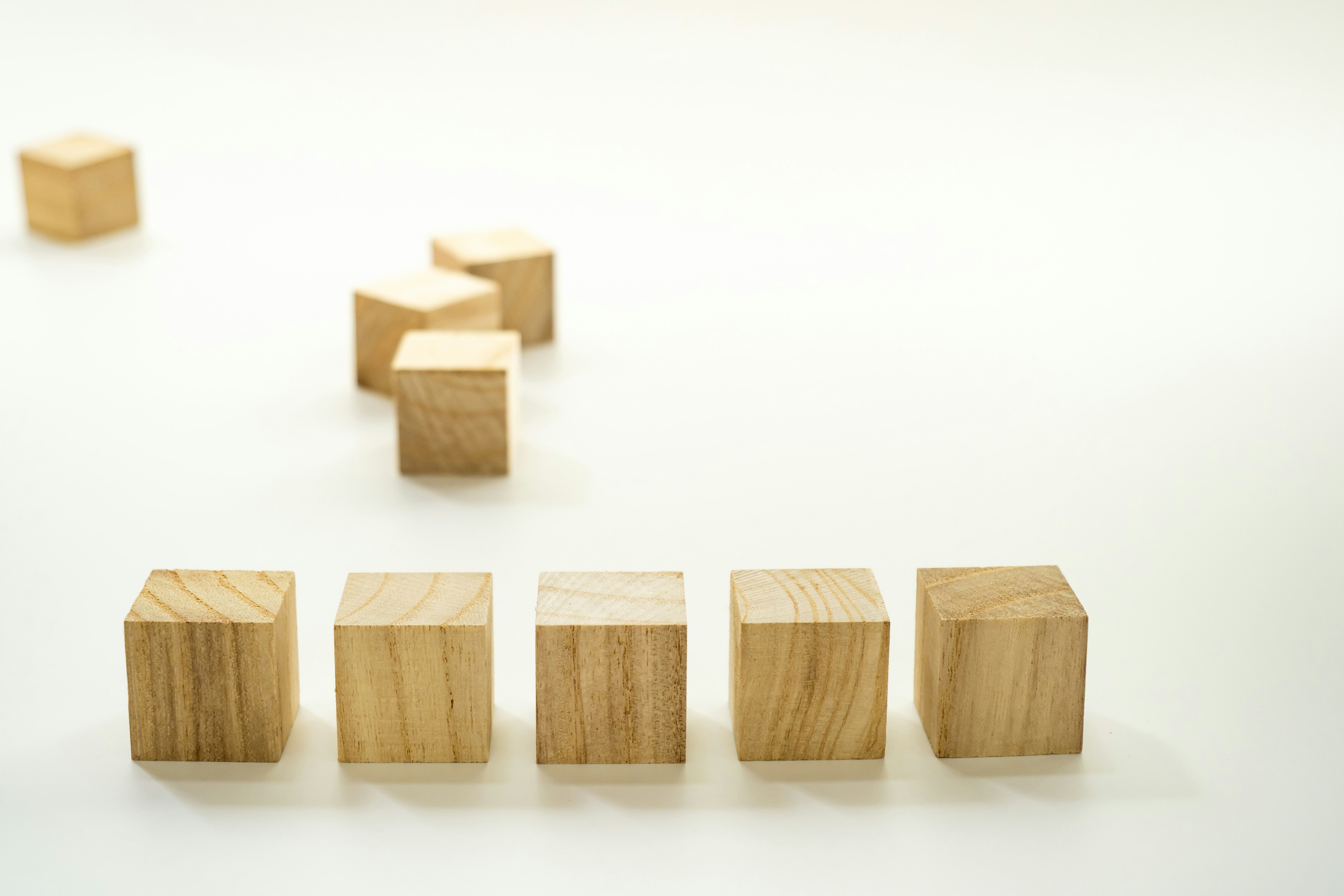 minimal still life of wooden blocks arranged