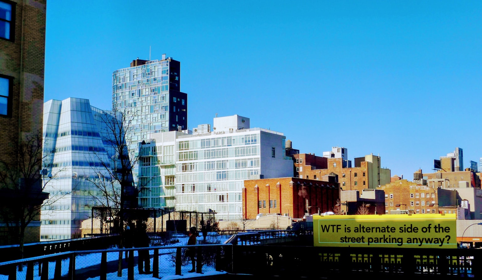 Modern buildings and urban landscape under a clear blue sky