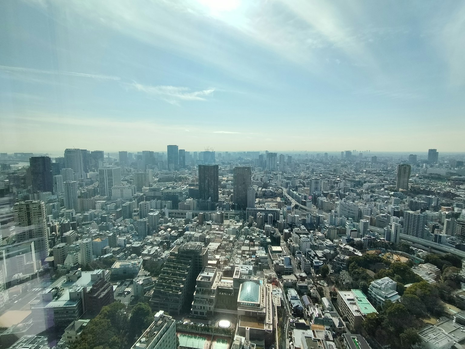 Vista panoramica dello skyline di Tokyo con grattacieli e paesaggio urbano