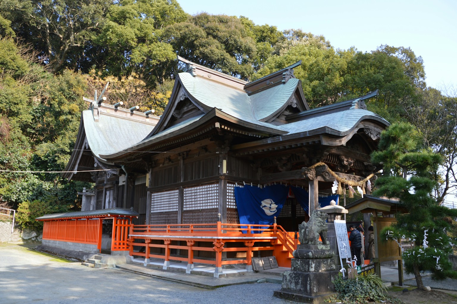 Beautiful shrine building surrounded by greenery