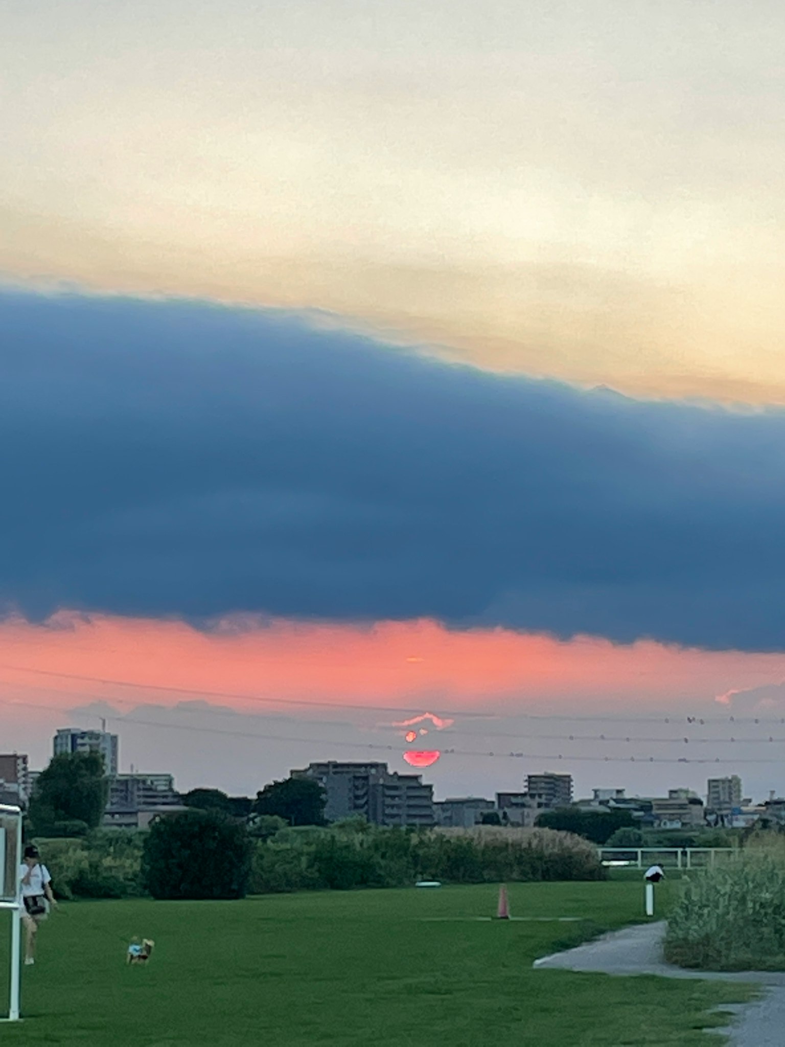 夕阳下的城市天际线与云彩