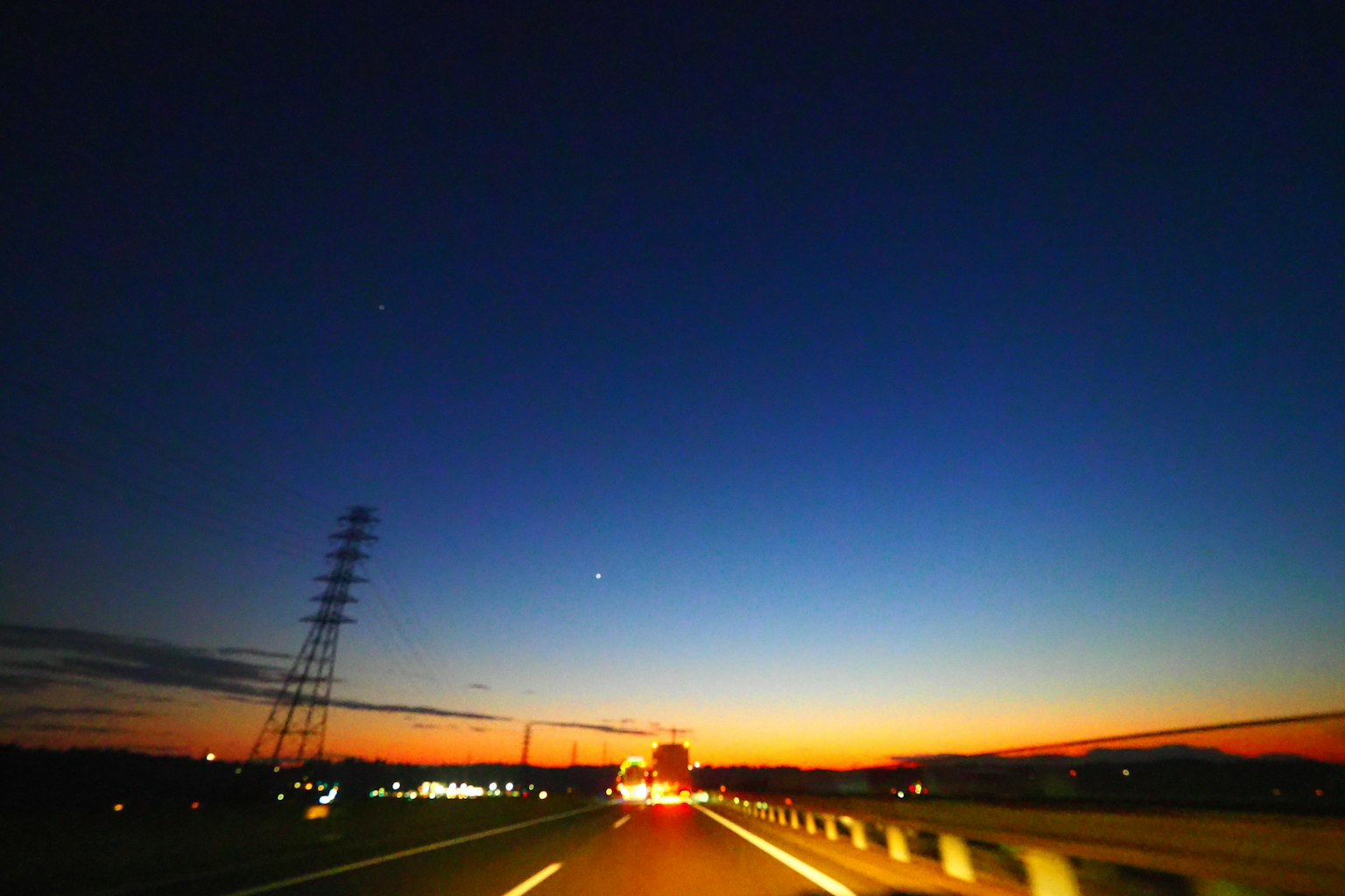 Twilight highway landscape with blue sky