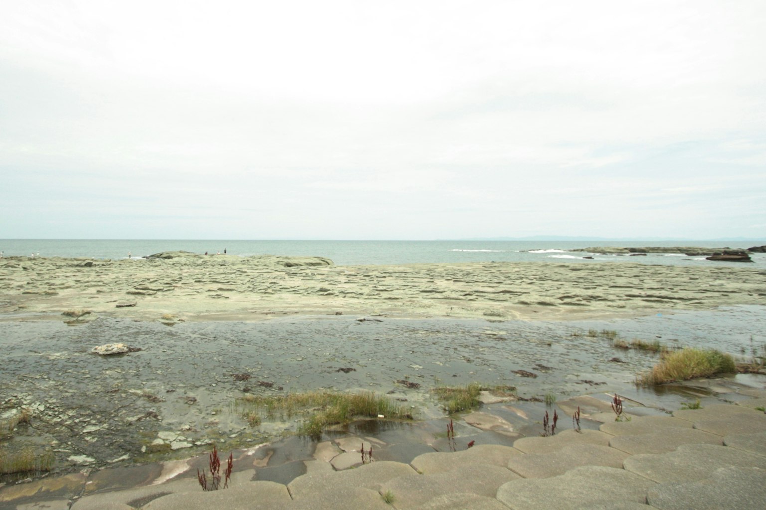 Calm sea view with rocky shoreline