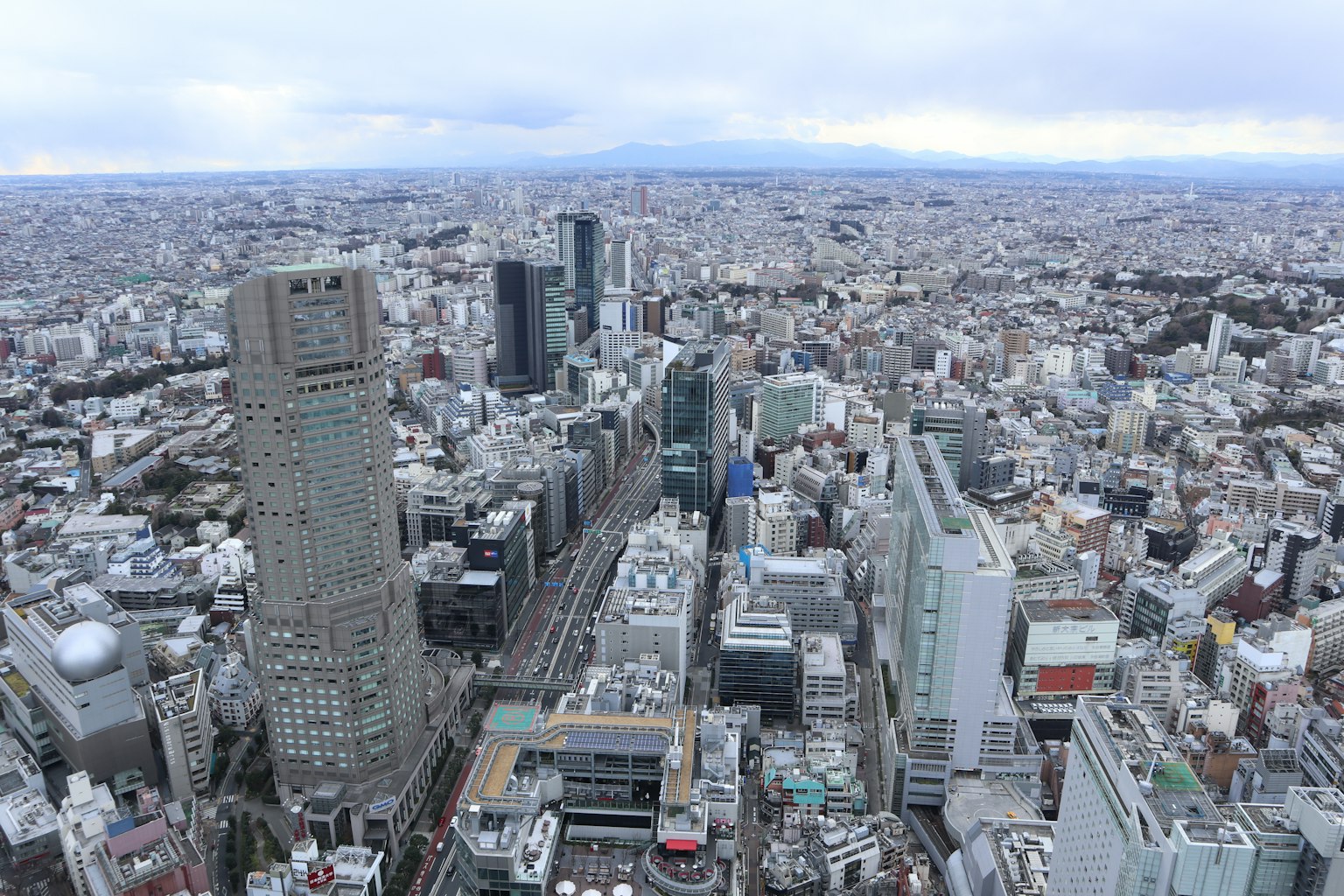 Vista aerea dello skyline urbano di Tokyo con grattacieli