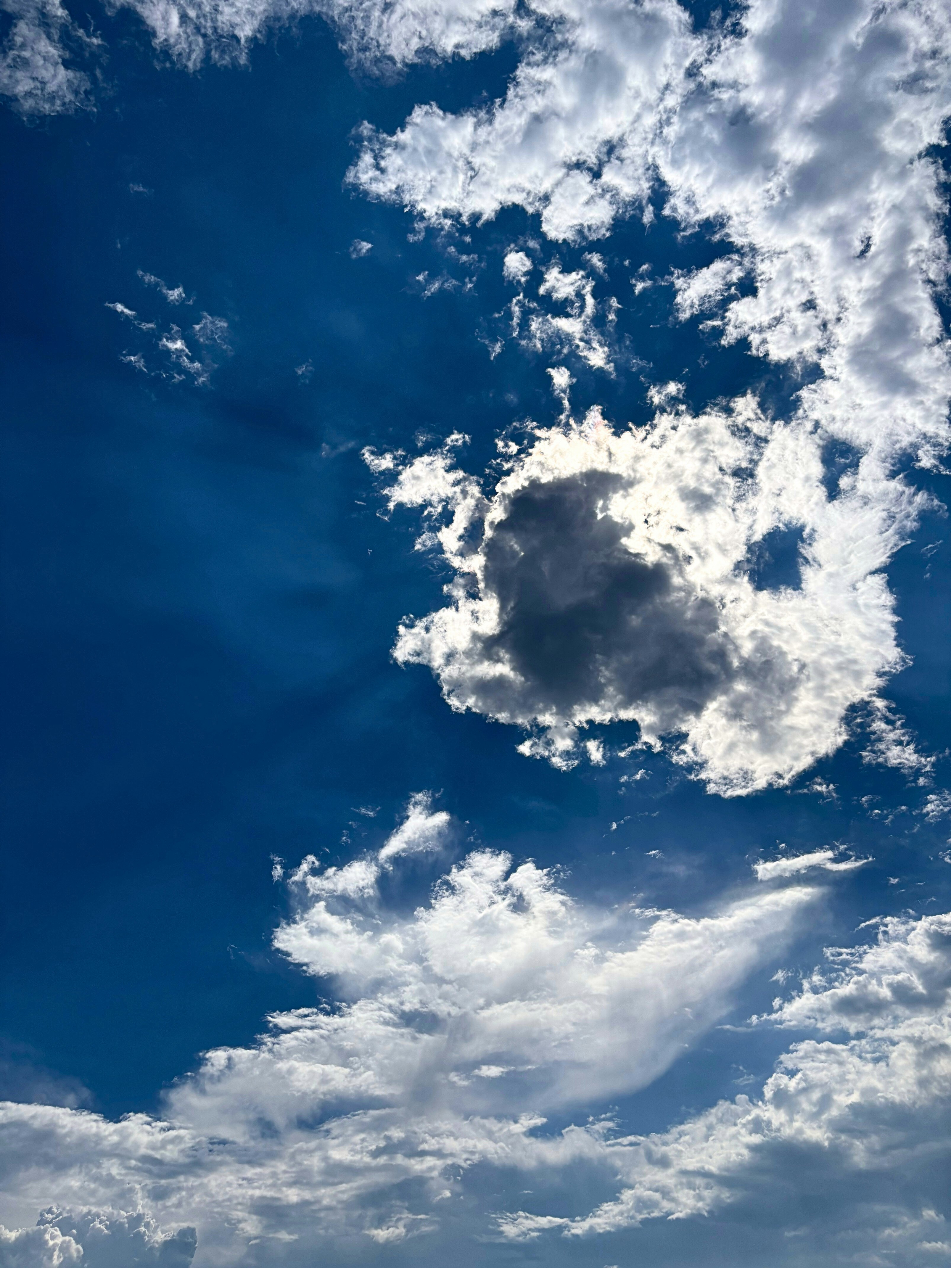 夏の青空に浮かぶ入道雲のような雲の群れ