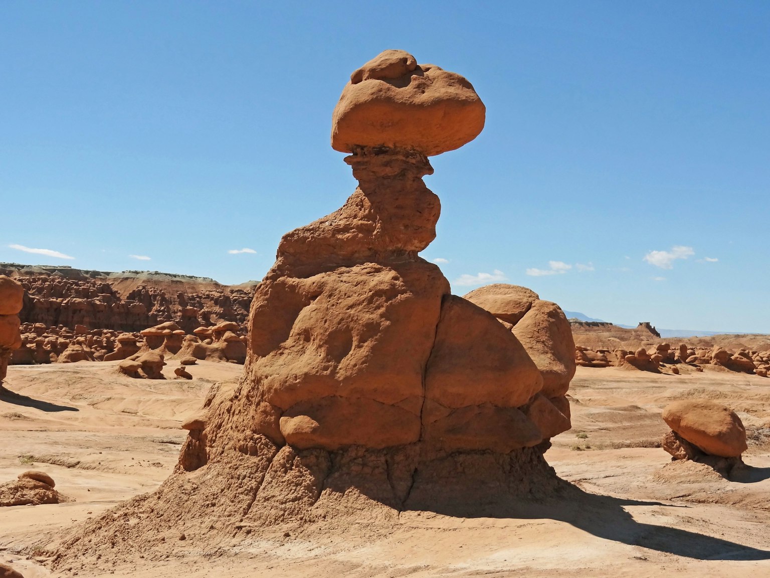 Unique rock formation in Goblin Valley State Park Utah