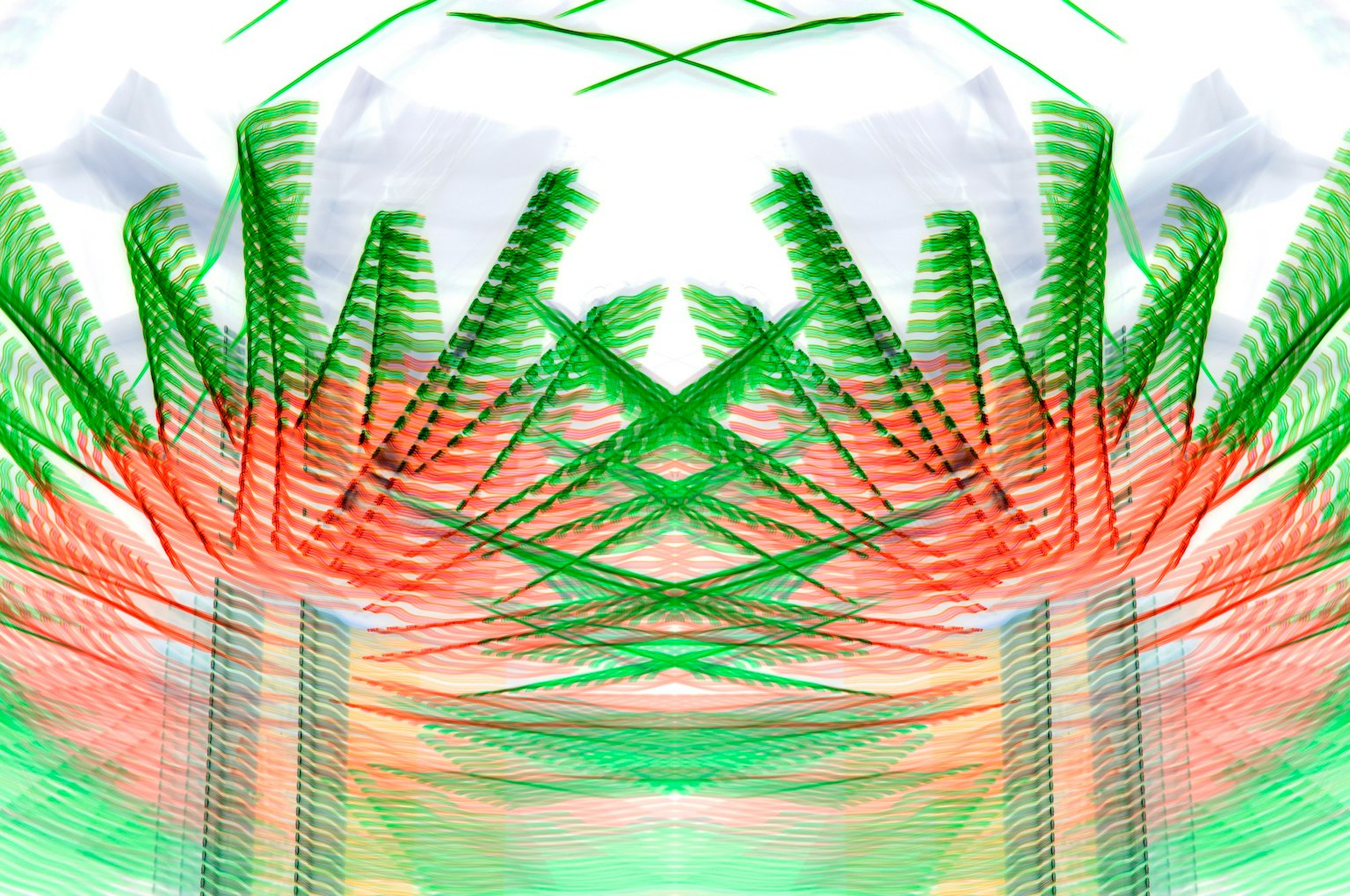 Abstract design with intersecting green and red patterns