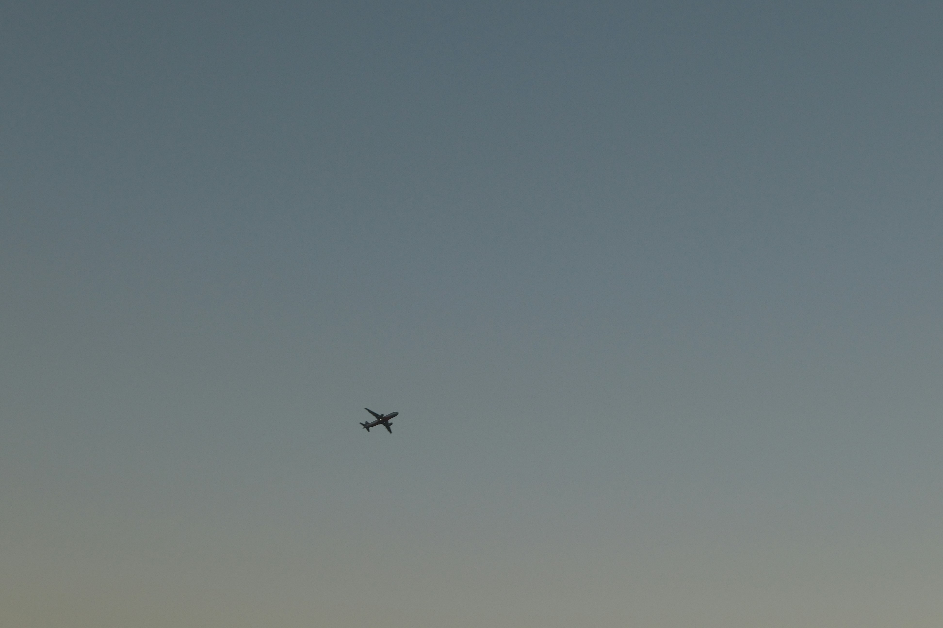 青空に飛ぶ小さな飛行機