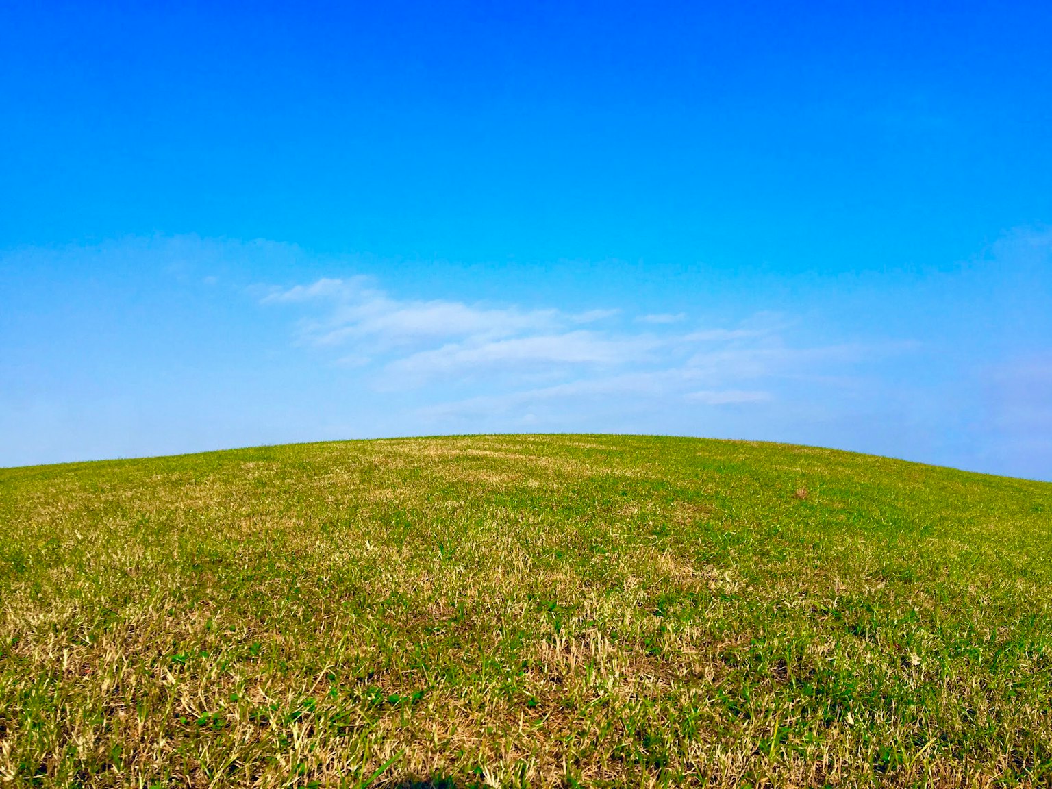 Landschaft mit klarem blauen Himmel und grünem Hügel