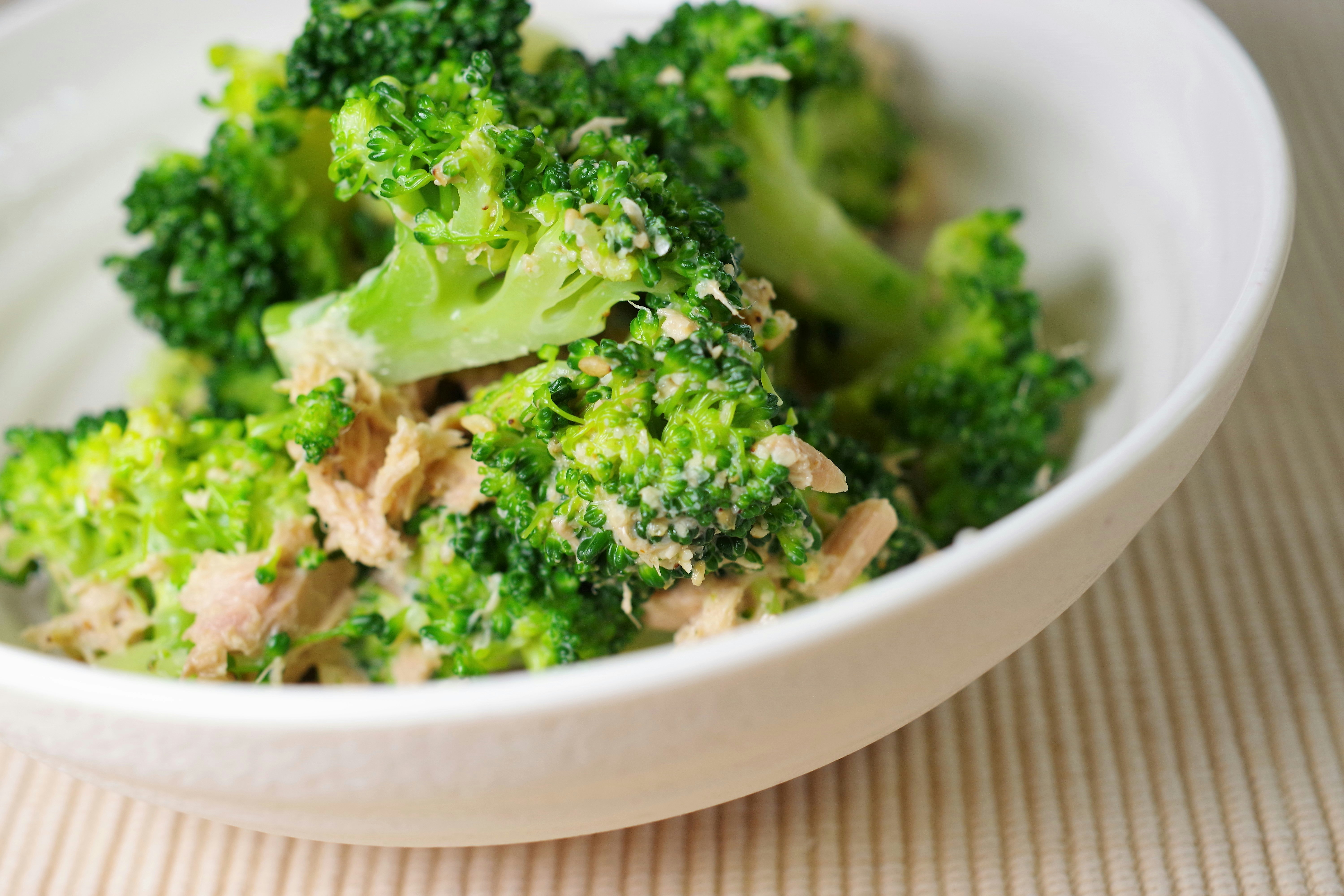 bowl of broccoli and tuna salad