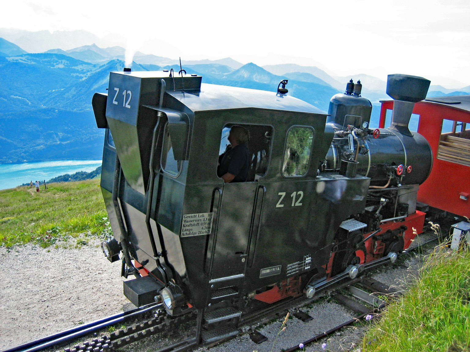 Side view of steam locomotive Z 12 on a mountain
