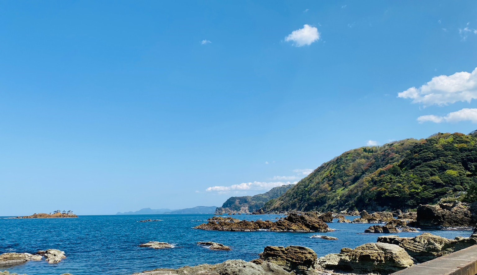 Beautiful coastal landscape with blue sea and rocks