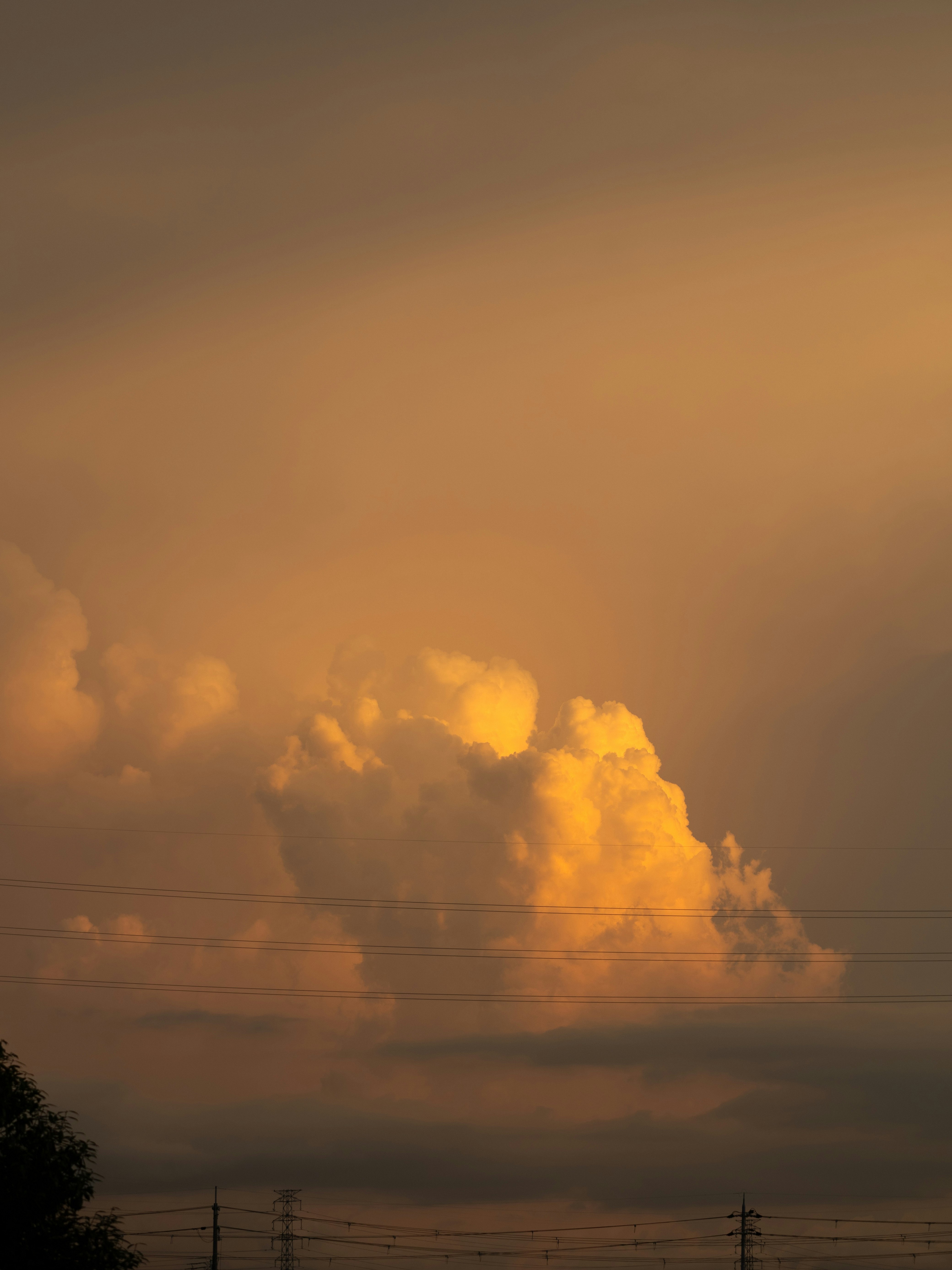 入道雲が広がる夕暮れの空