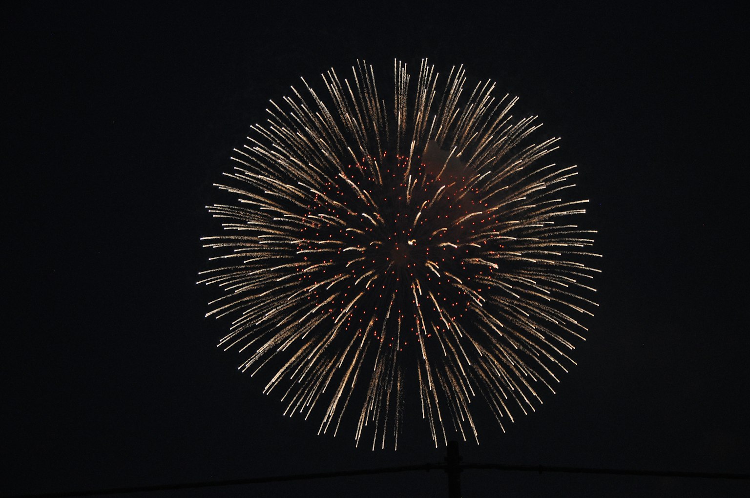 Esplosione di fuochi d'artificio dorati su uno sfondo scuro