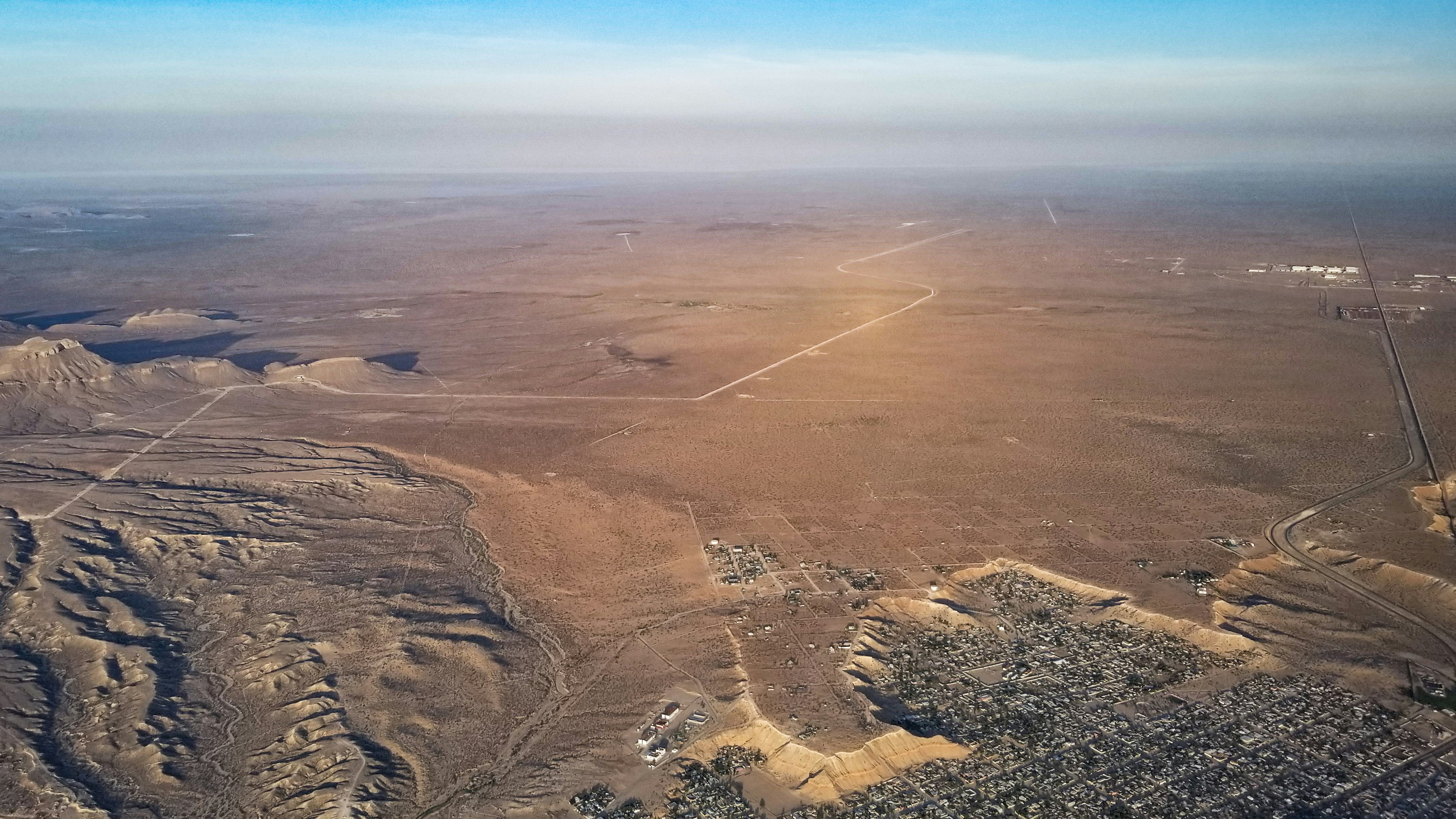 aerial view over vast land and terrain