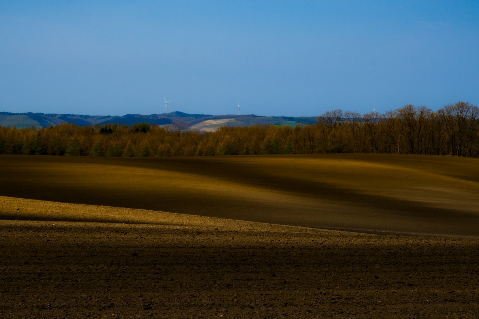 Paisaje rural con cielo azul y colinas verdes