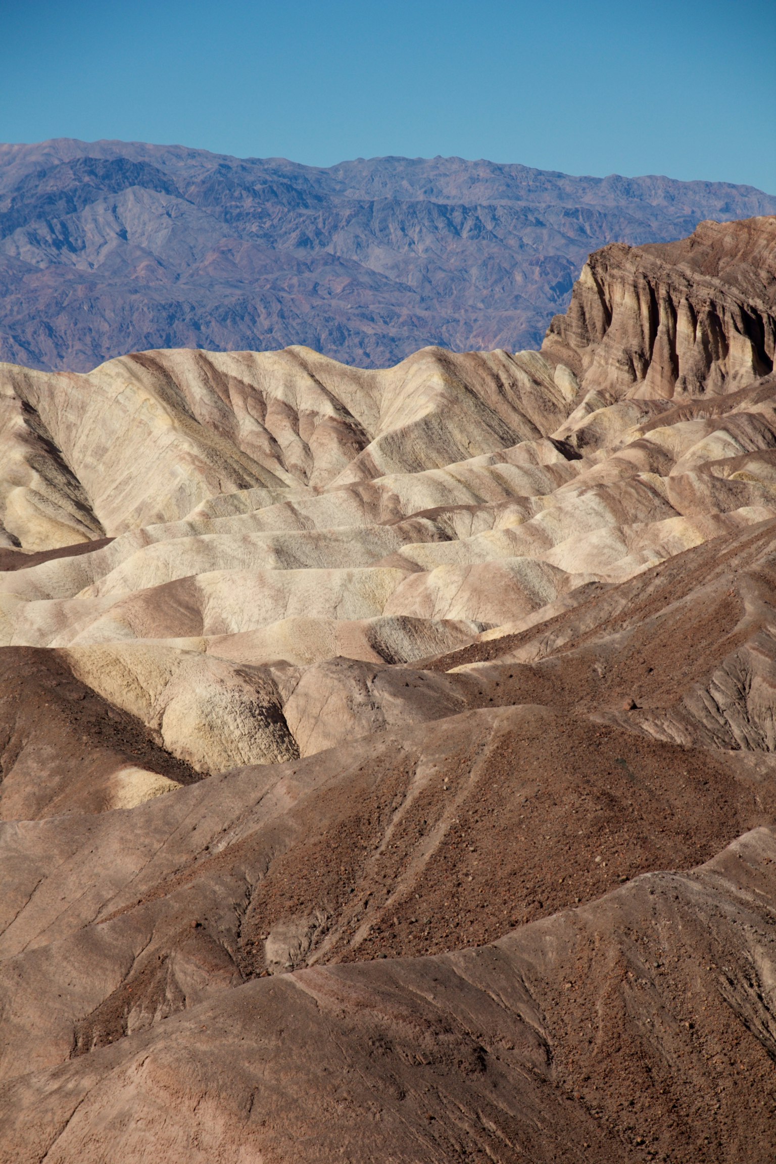 Un paesaggio con montagne secche e un terreno intricata
