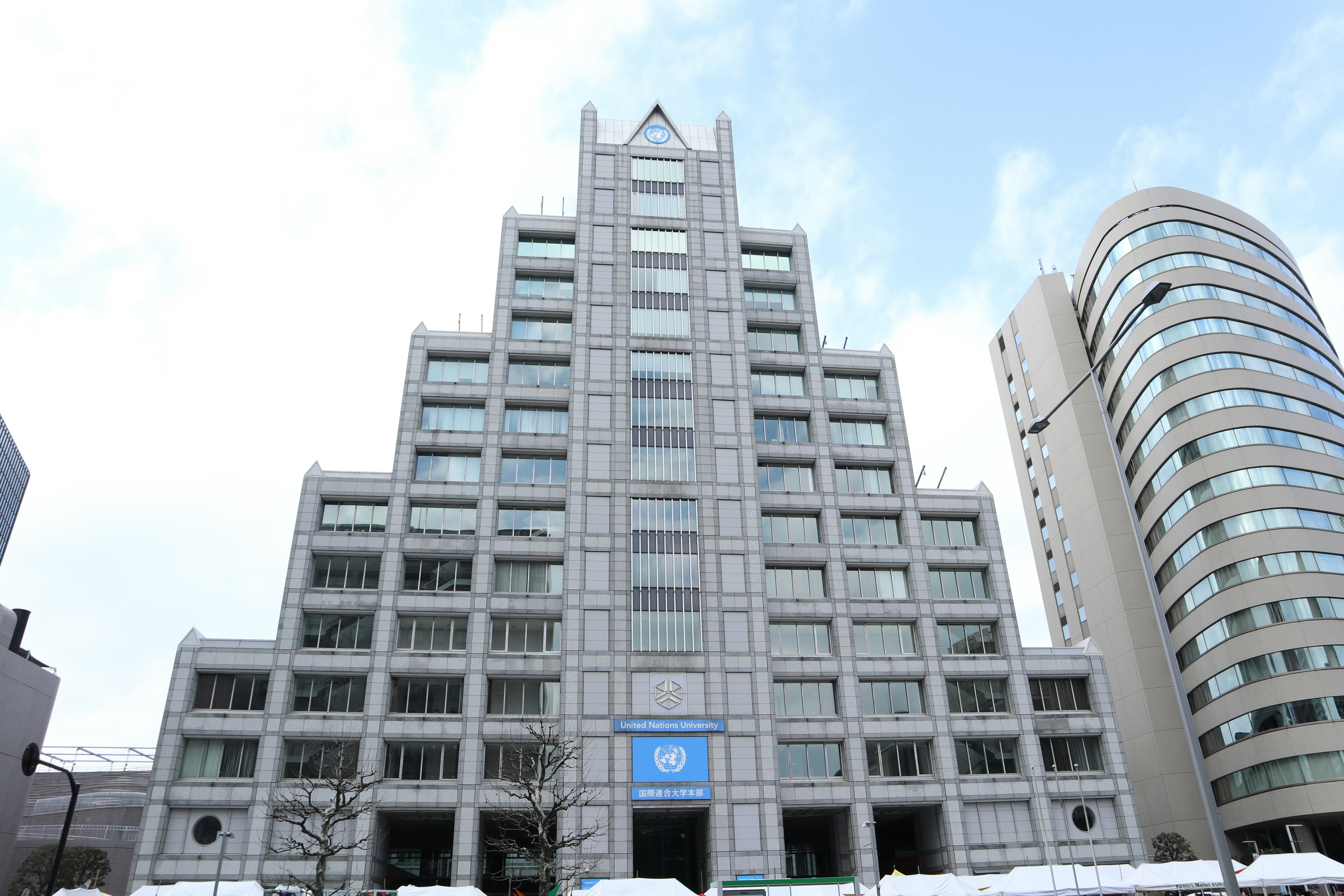 urban streetscape with tall office buildings