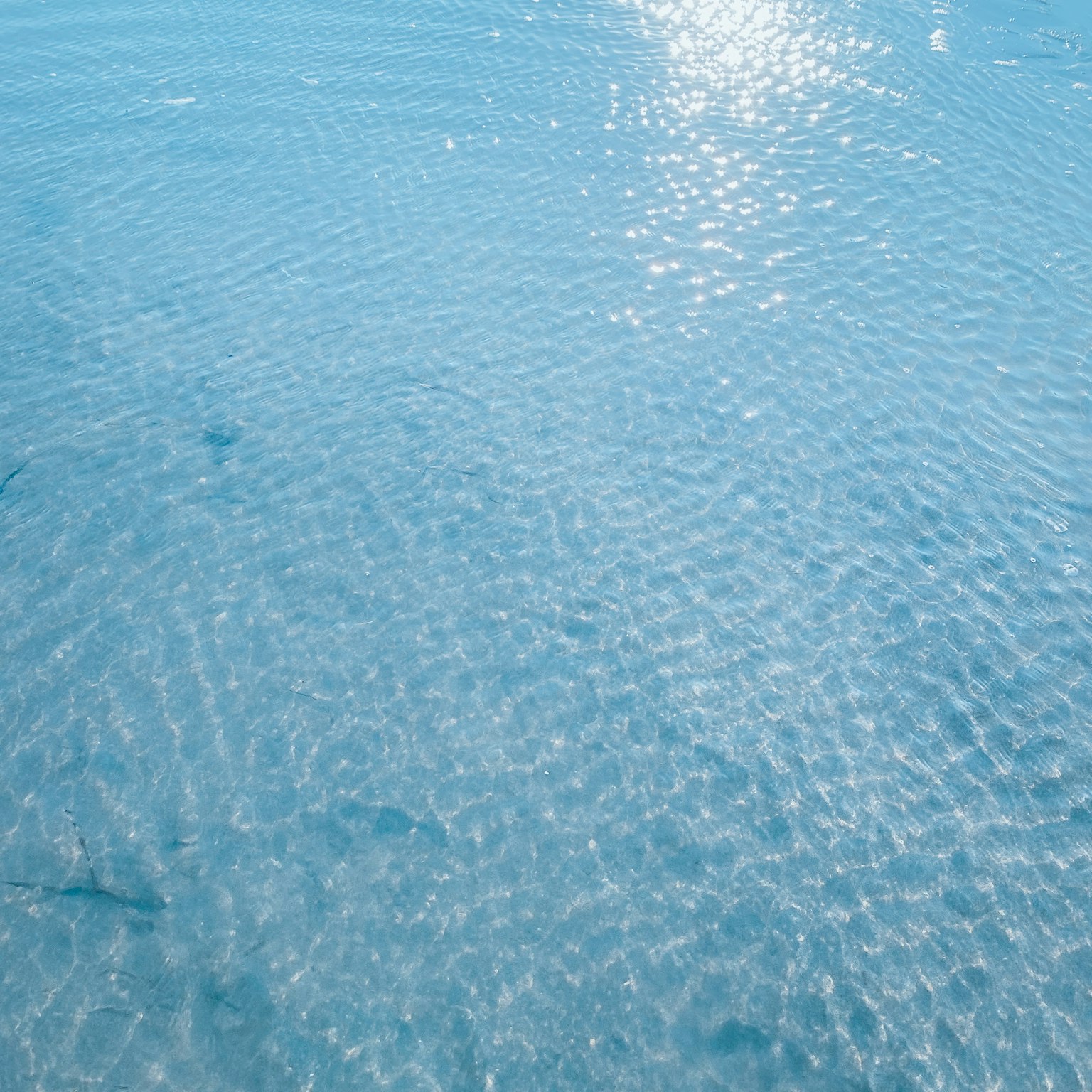 平静的水面反射着光线，清澈的海水