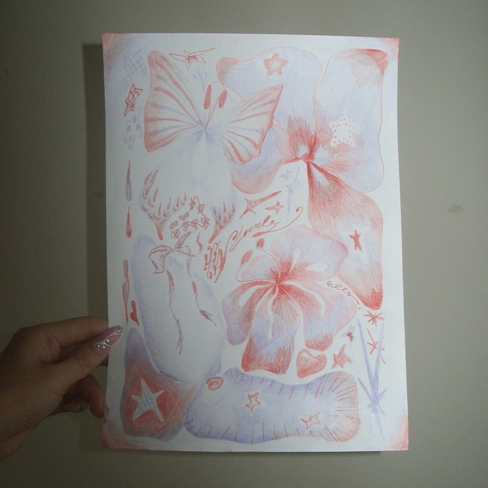 paper with butterfly and star illustration