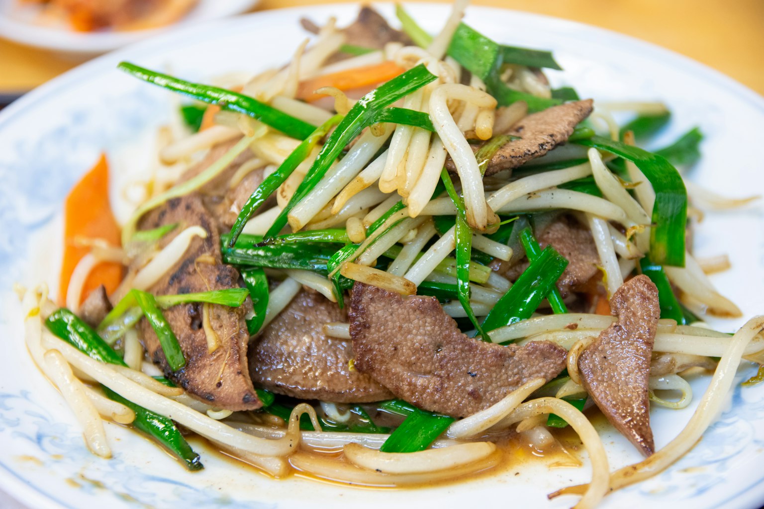 Stir-fried beef and vegetables on a plate