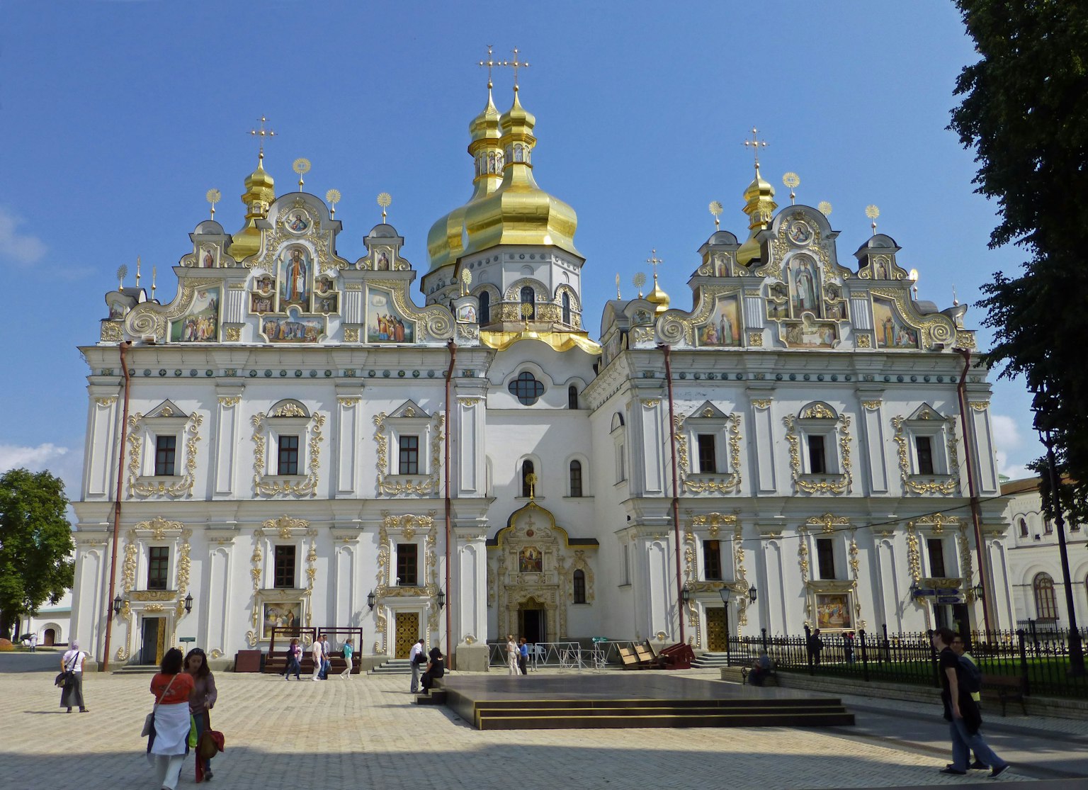 Historical building with beautiful golden domes and intricate architecture