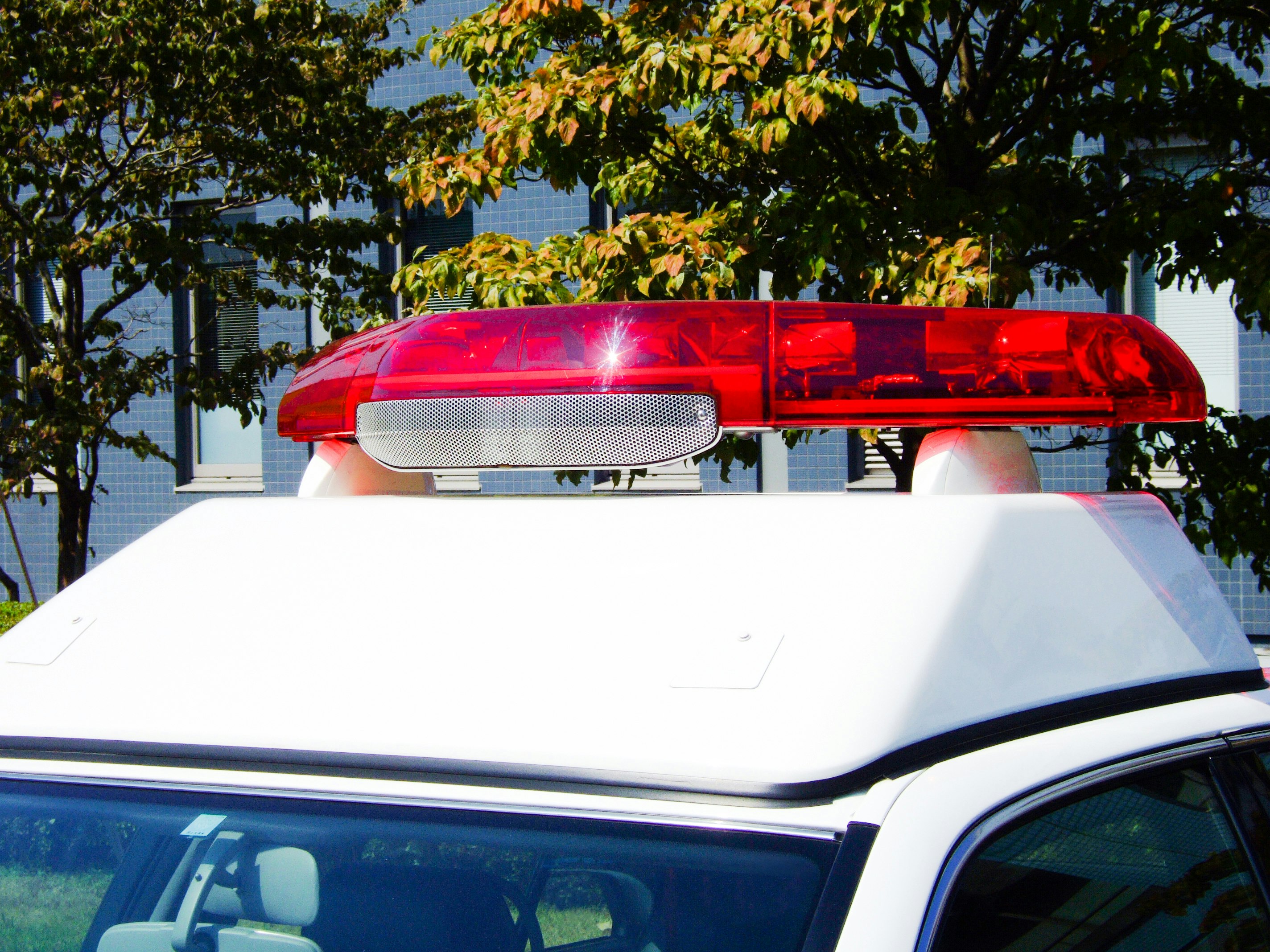 techo de coche de policía blanco con luz giratoria roja