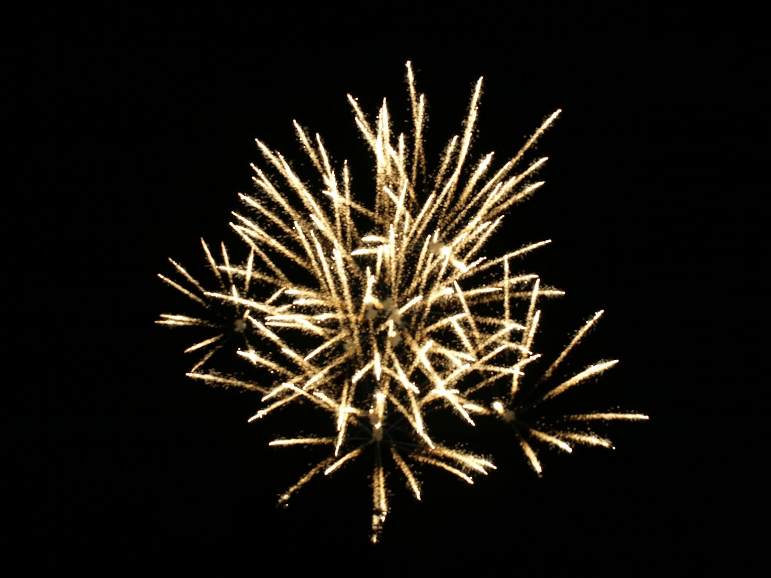 Gold fireworks explosion against a dark background