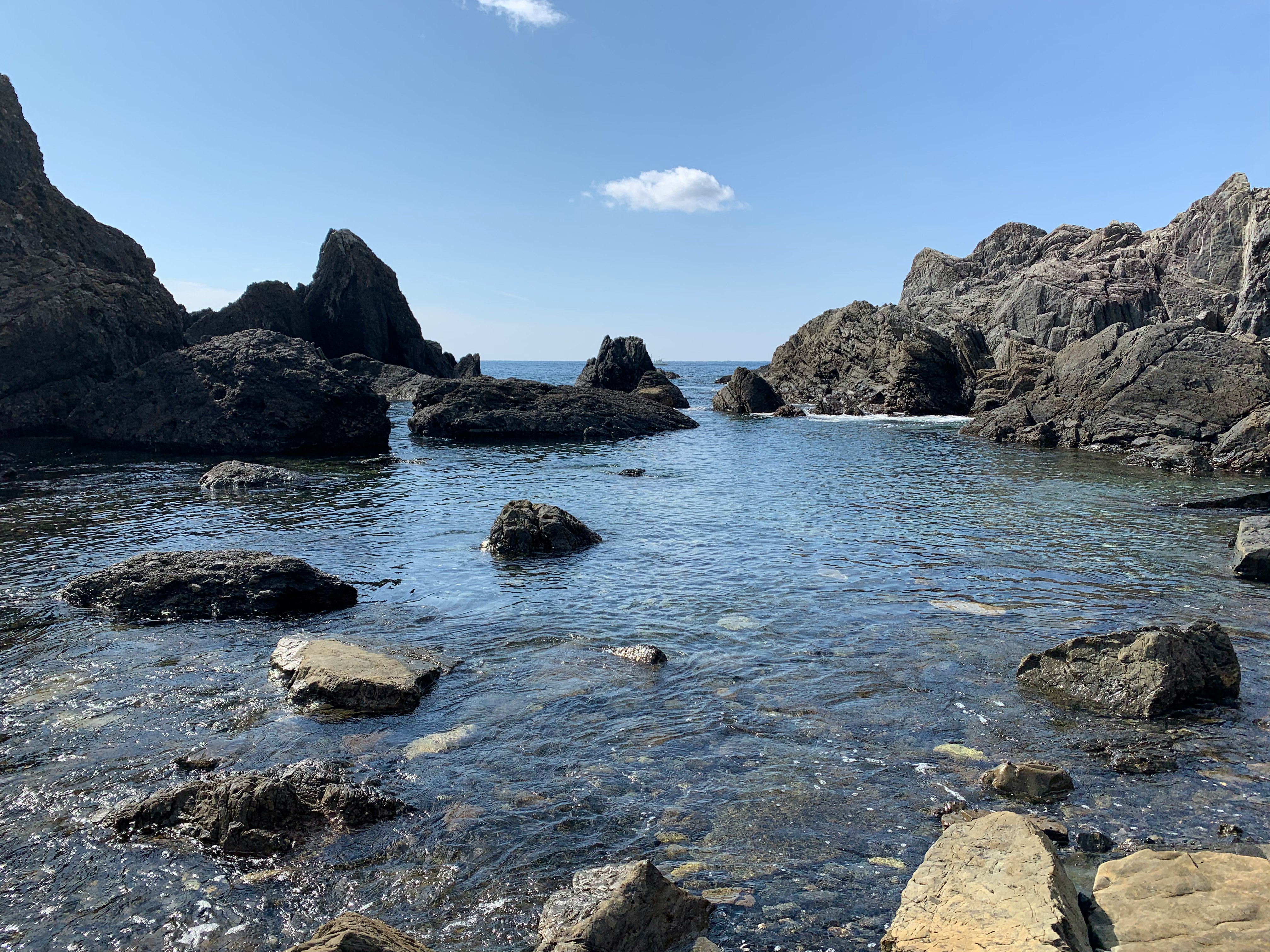 岩石海岸与海浪的海景