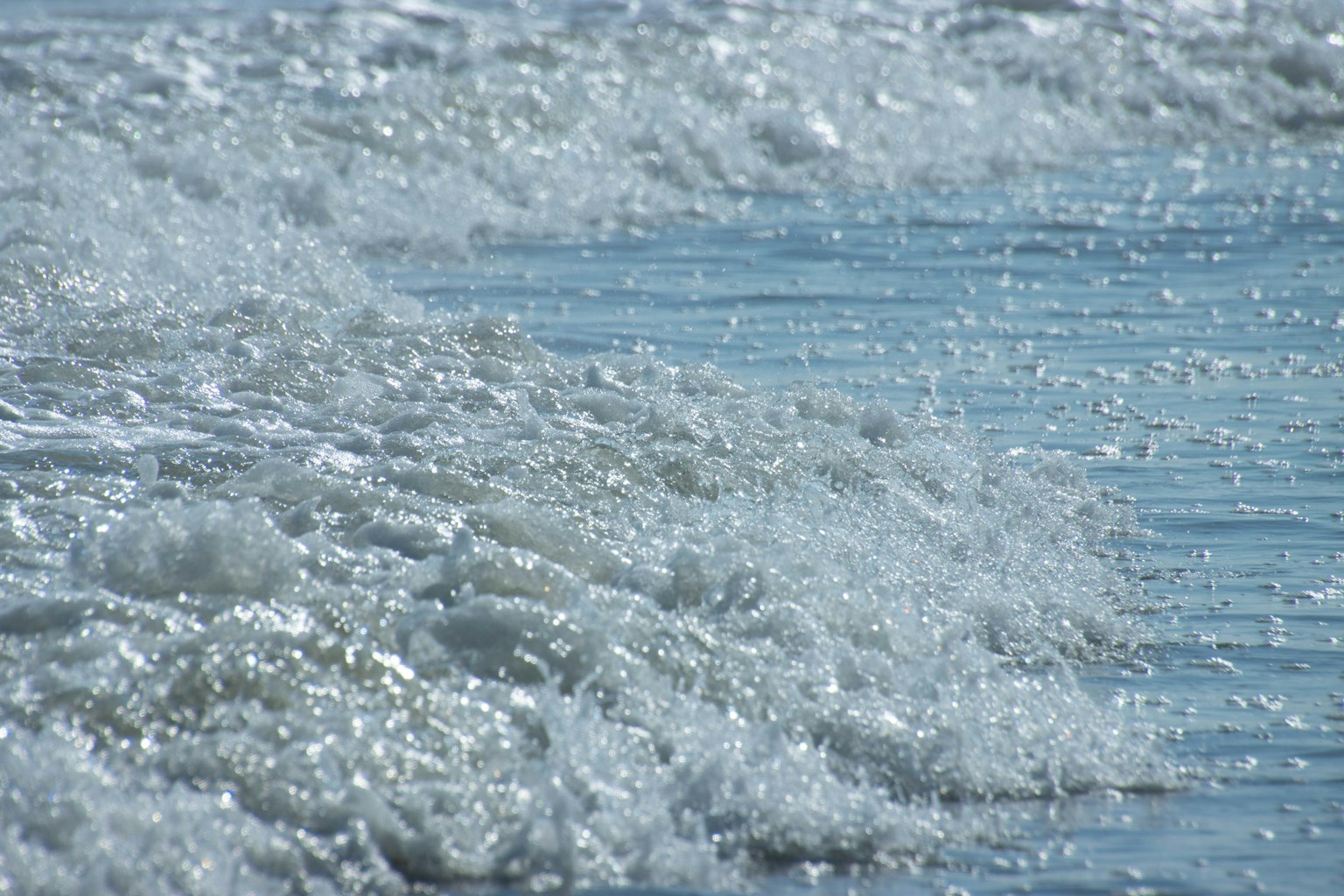 Close-up of ocean waves crashing onto the shore