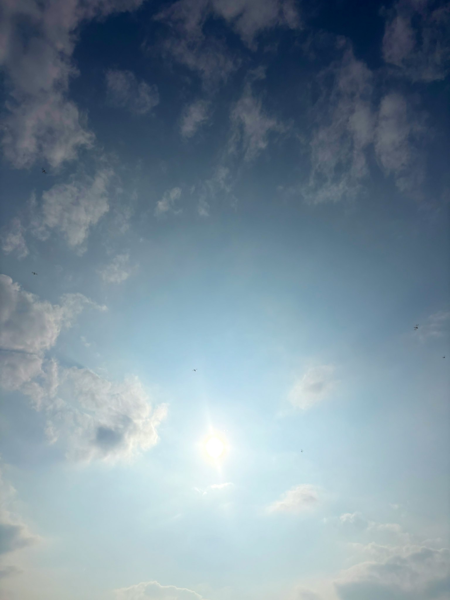 青空に浮かぶ雲と太陽の光