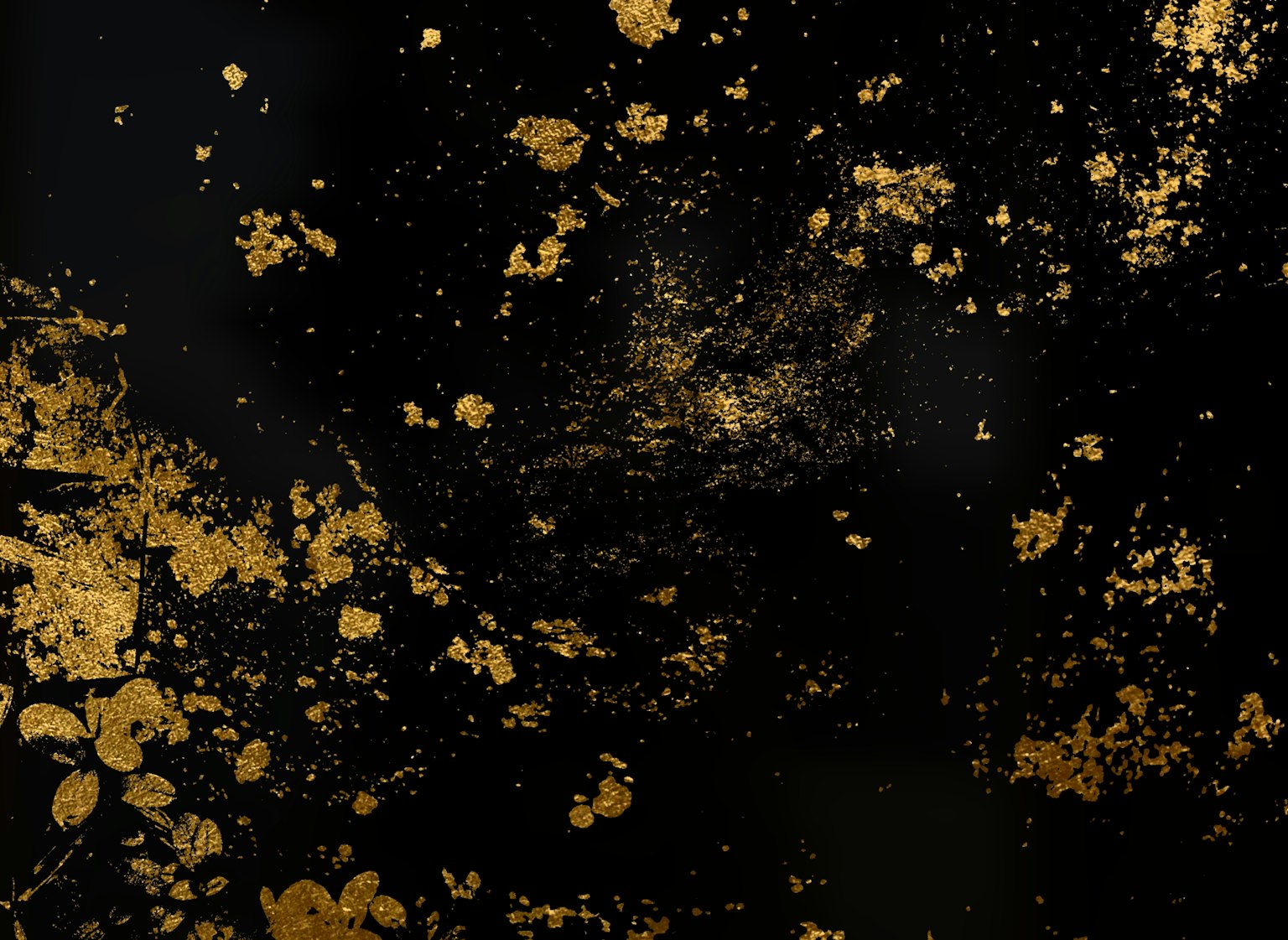 Gold dust scattered on a black background