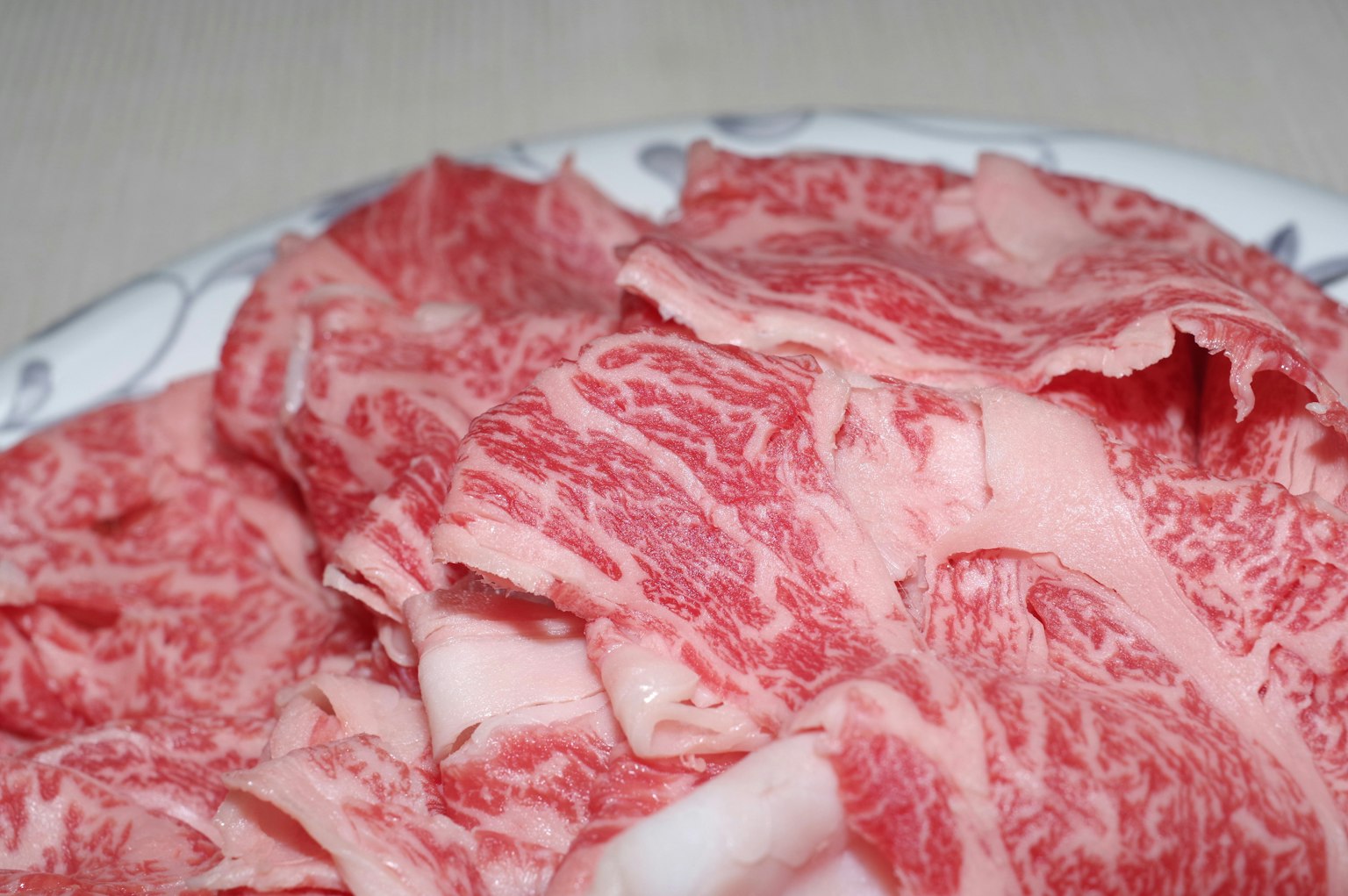 Beautiful marbled wagyu beef arranged on a plate