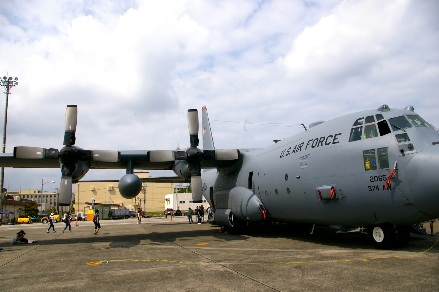 US Air Force C-130 transport aircraft on the tarmac