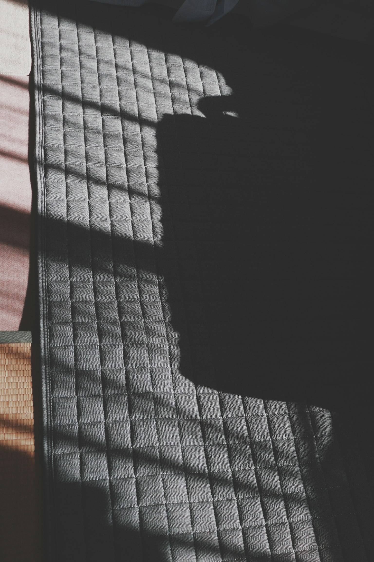 Contraste d'ombres et de lumière sur un tapis noir