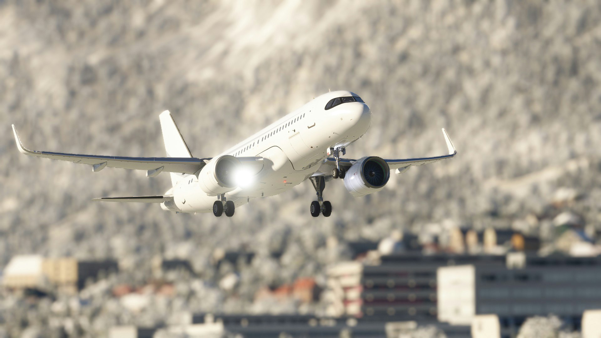跑道上空起飛的客機